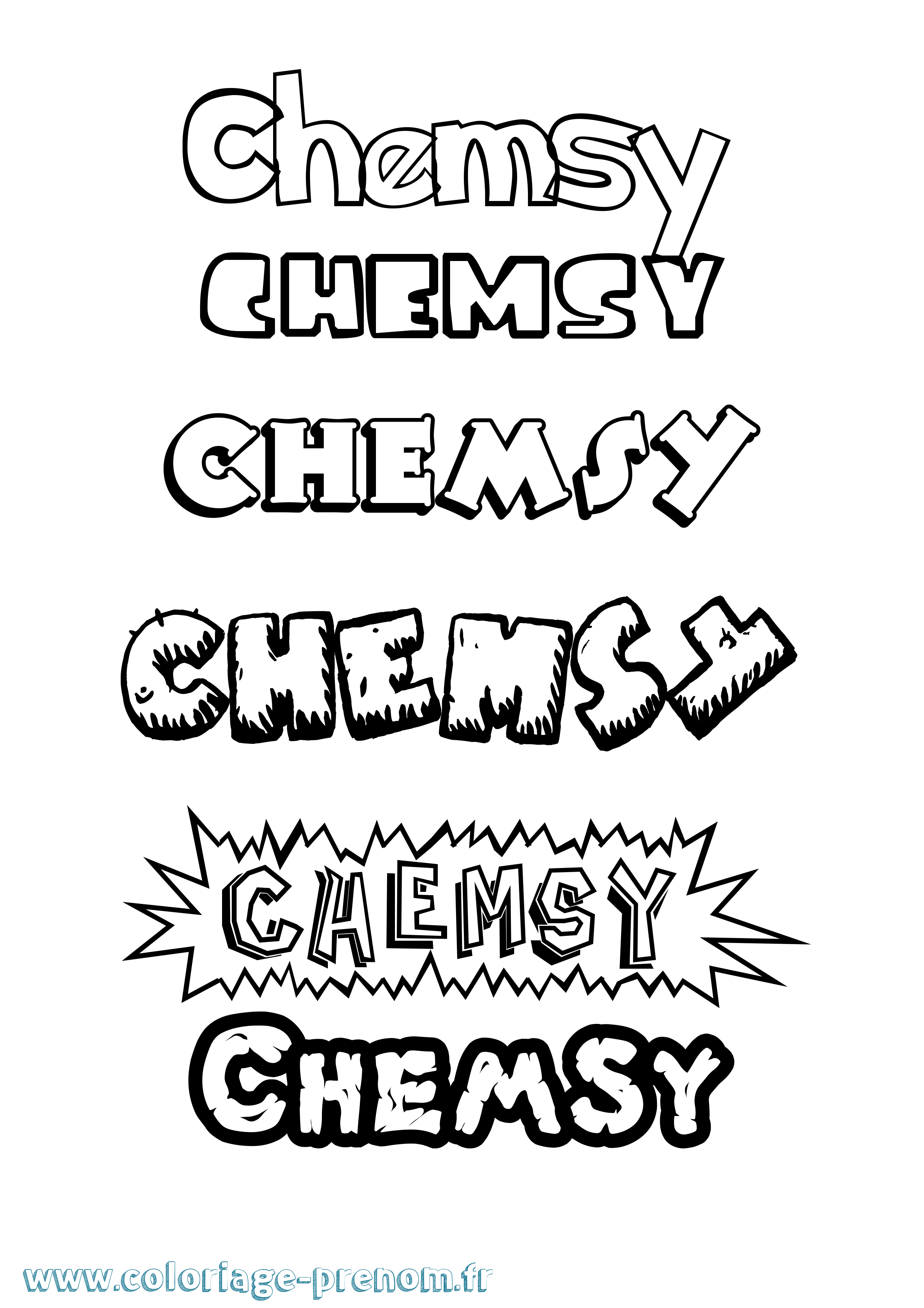 Coloriage Chemsy Dessin Animé Coloriage prénom Chemsy Dessin Animé