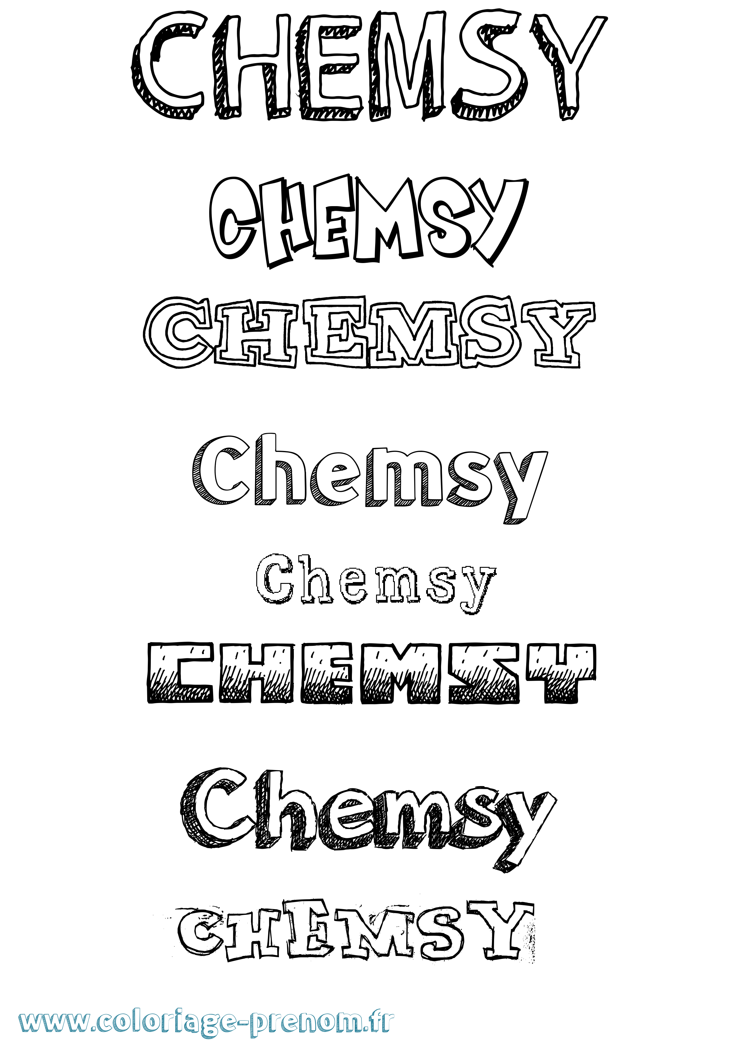 Coloriage Chemsy Dessiné Coloriage prénom Chemsy Dessiné