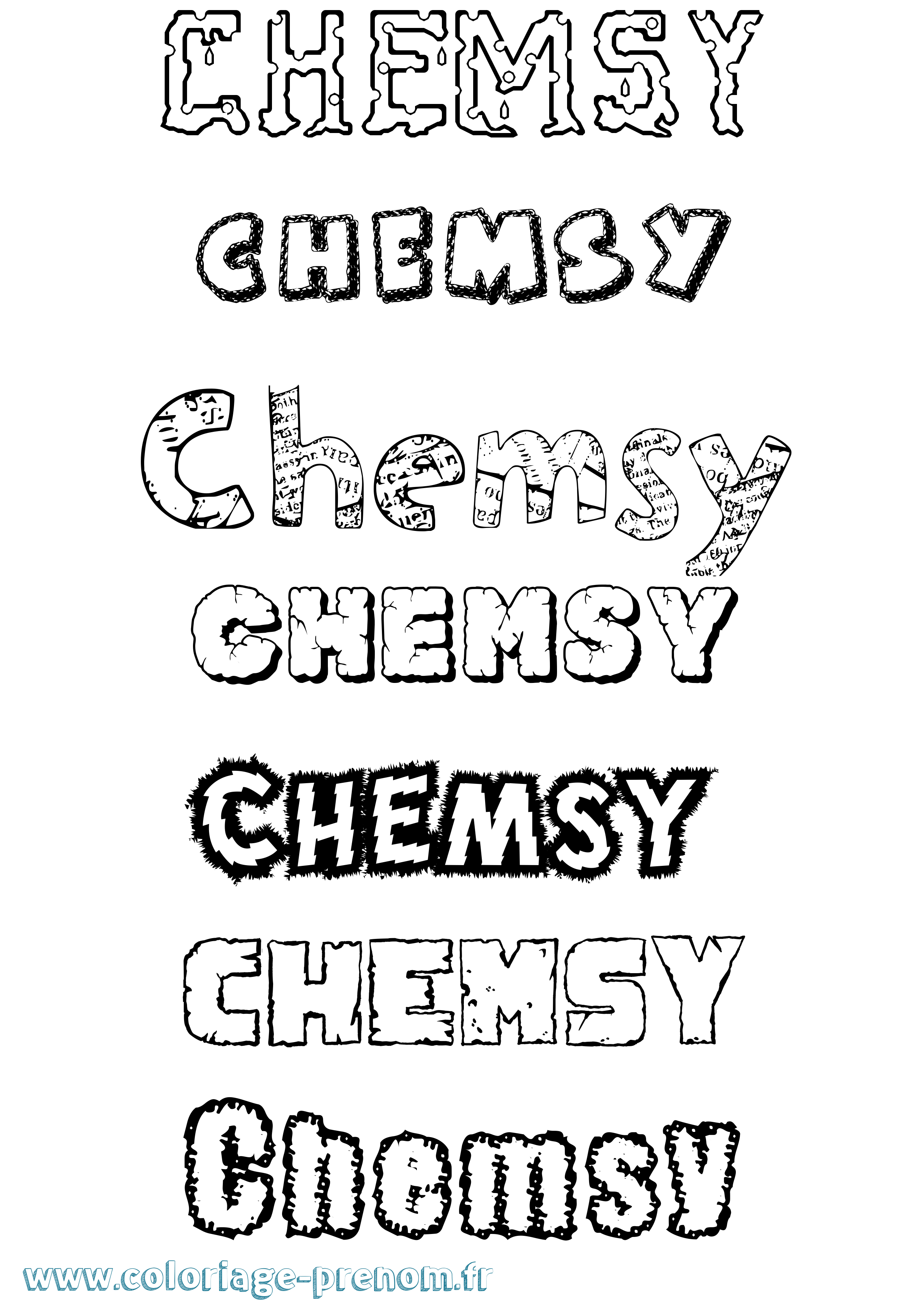 Coloriage Chemsy Destructuré Coloriage prénom Chemsy Destructuré