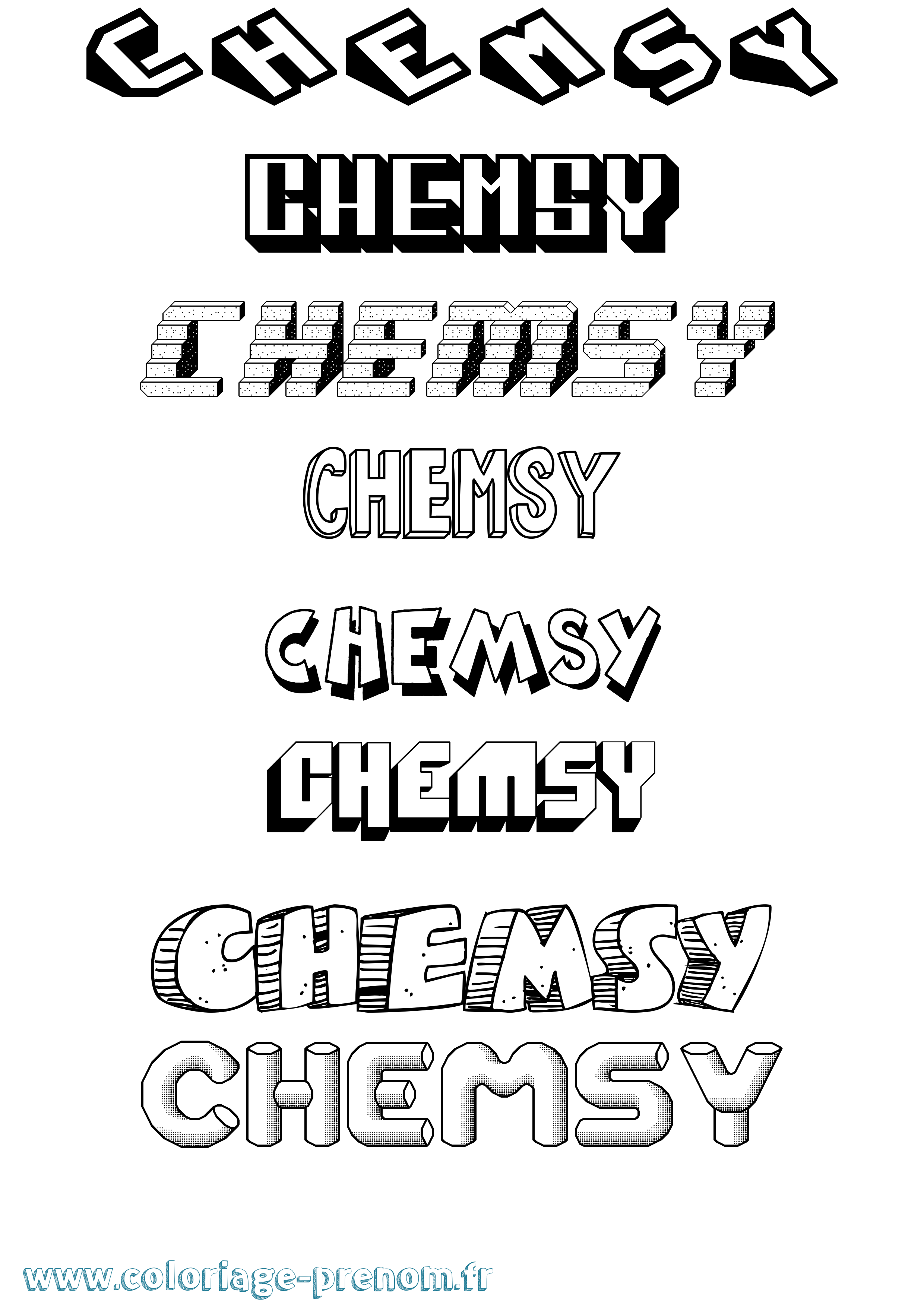 Coloriage Chemsy Effet 3D Coloriage prénom Chemsy Effet 3D
