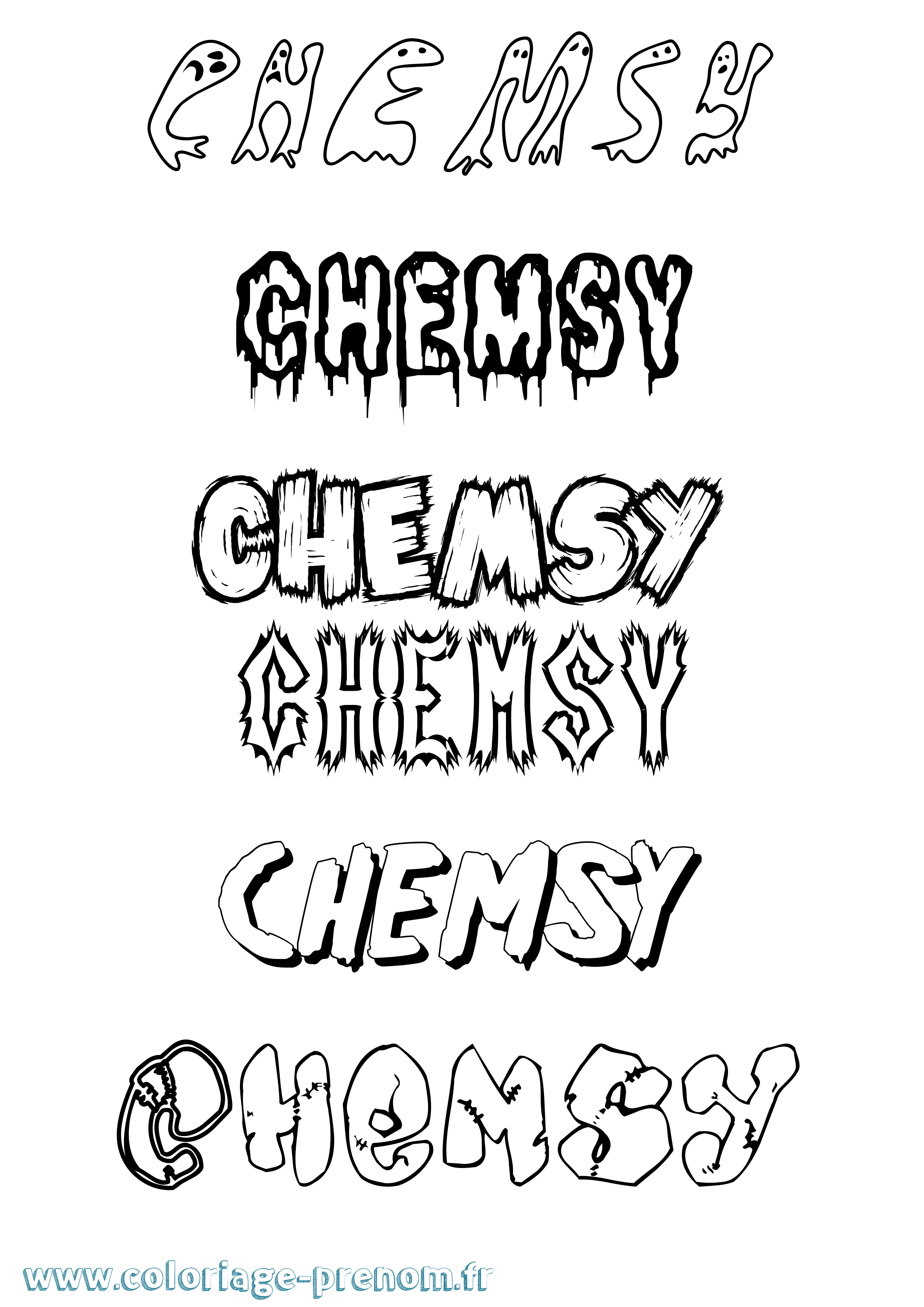 Coloriage Chemsy Frisson Coloriage prénom Chemsy Frisson
