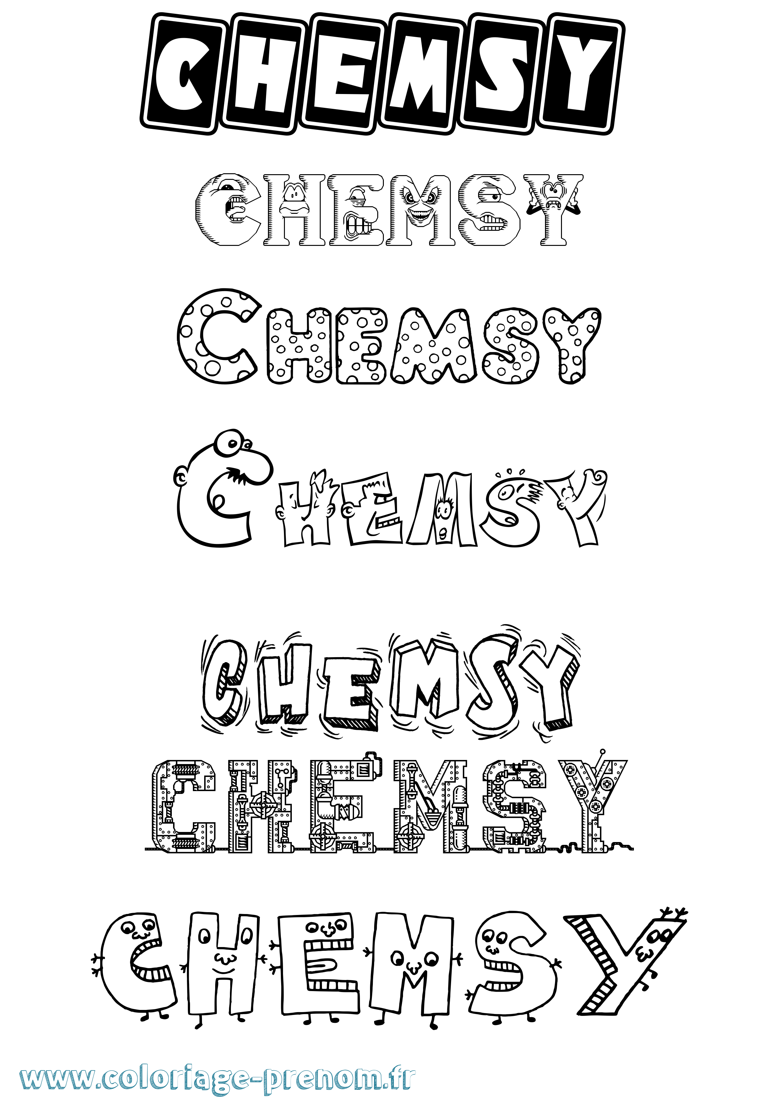 Coloriage Chemsy Fun Coloriage prénom Chemsy Fun