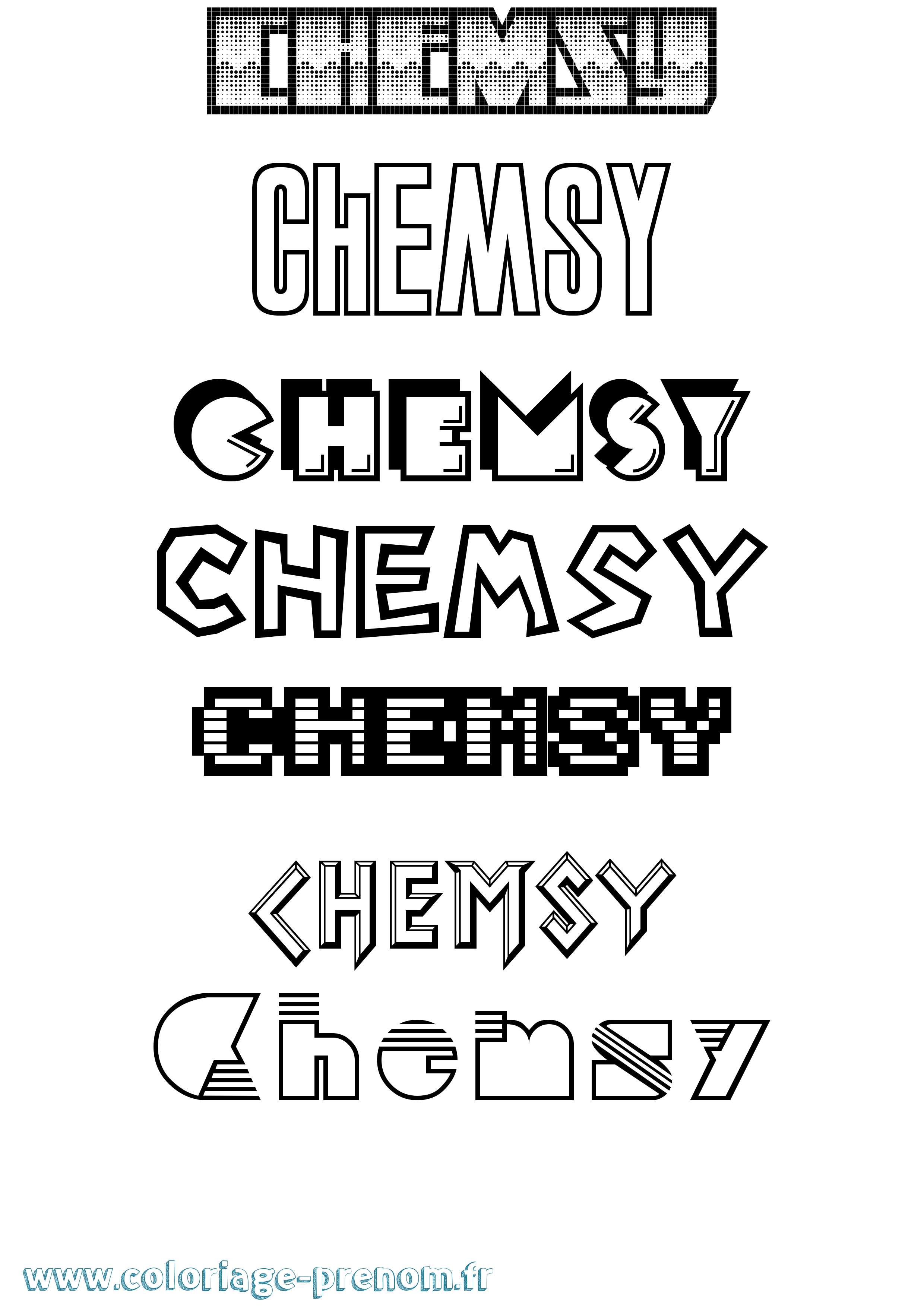 Coloriage Chemsy Jeux Vidéos Coloriage prénom Chemsy Jeux Vidéos