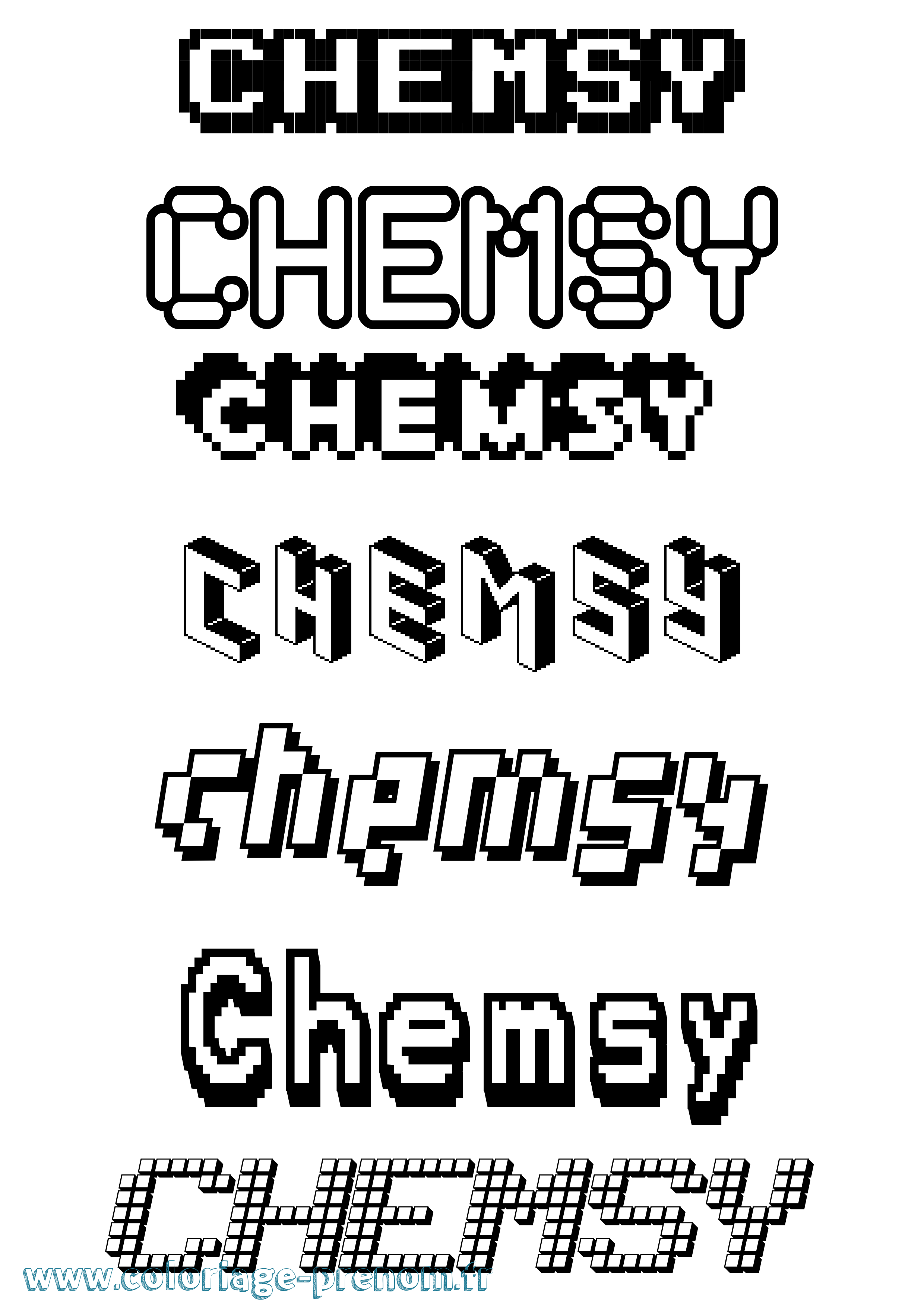 Coloriage Chemsy Pixel Coloriage prénom Chemsy Pixel