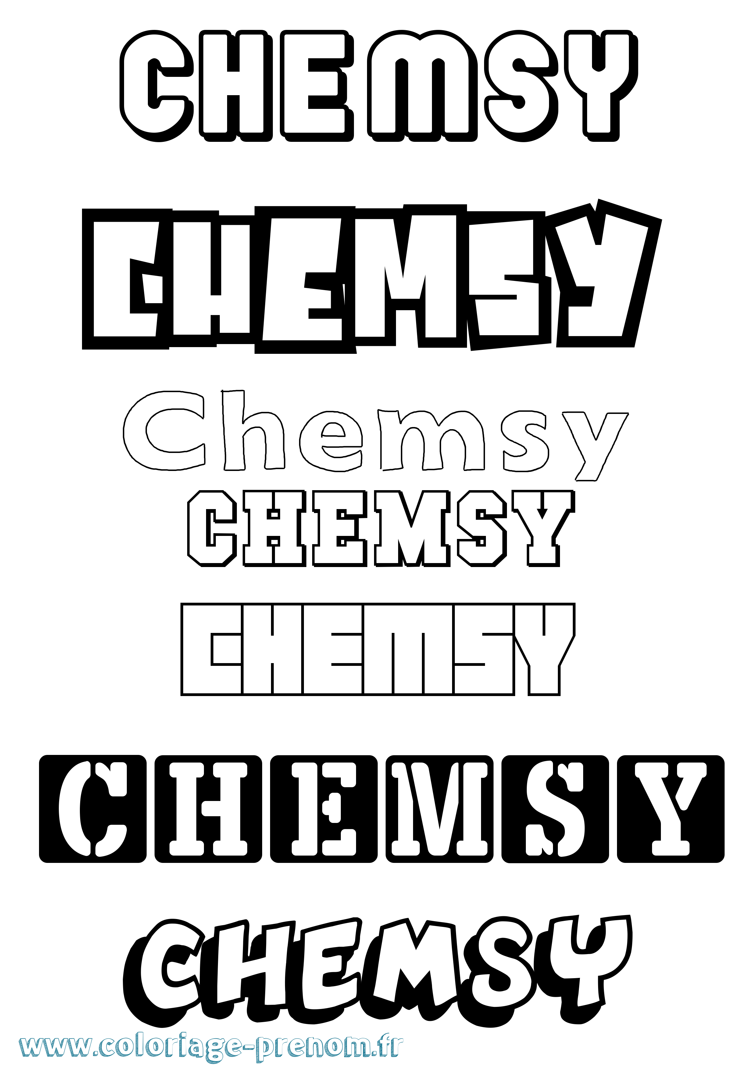 Coloriage Chemsy Simple Coloriage prénom Chemsy Simple