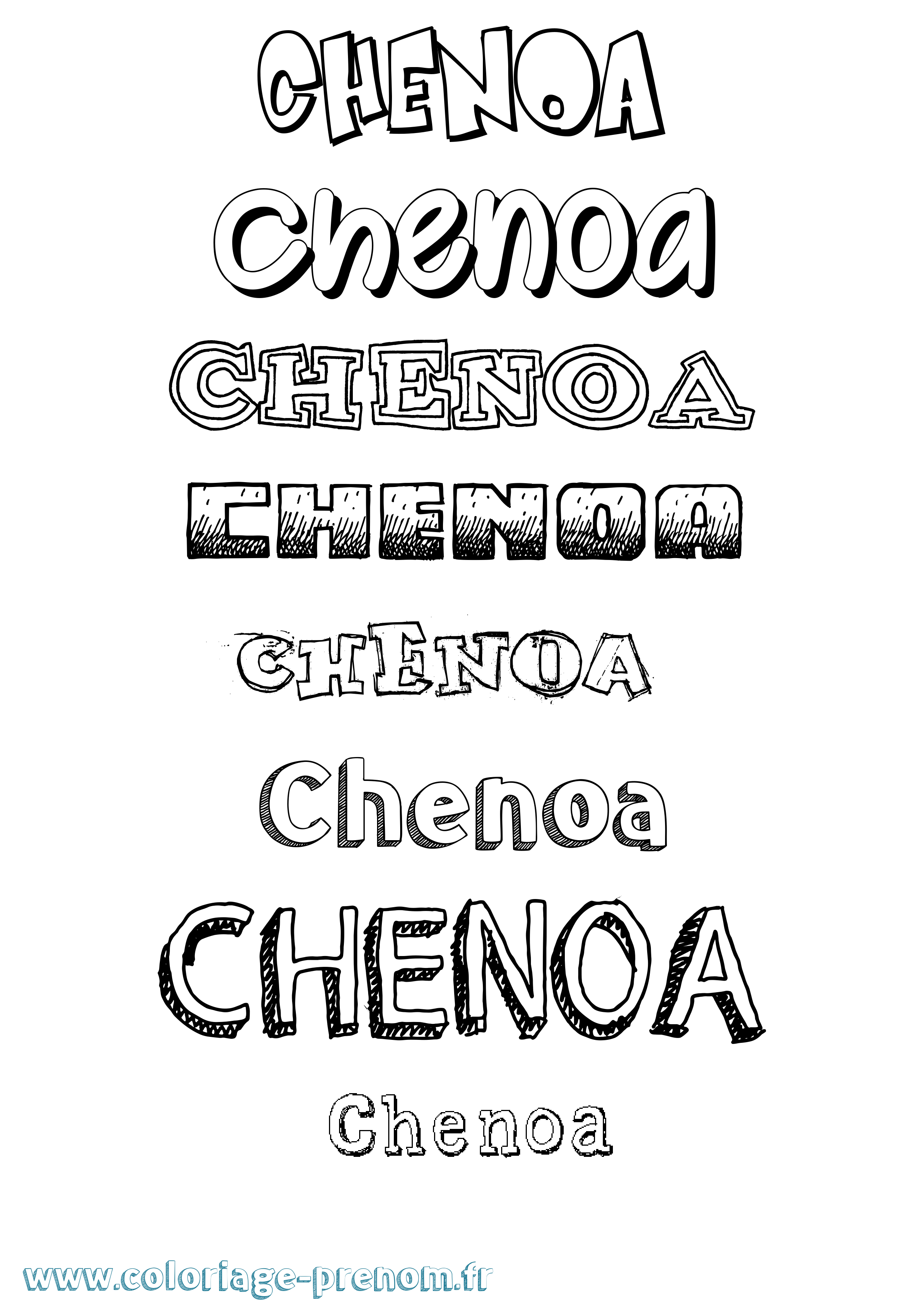 Coloriage Chenoa Dessiné Coloriage prénom Chenoa Dessiné