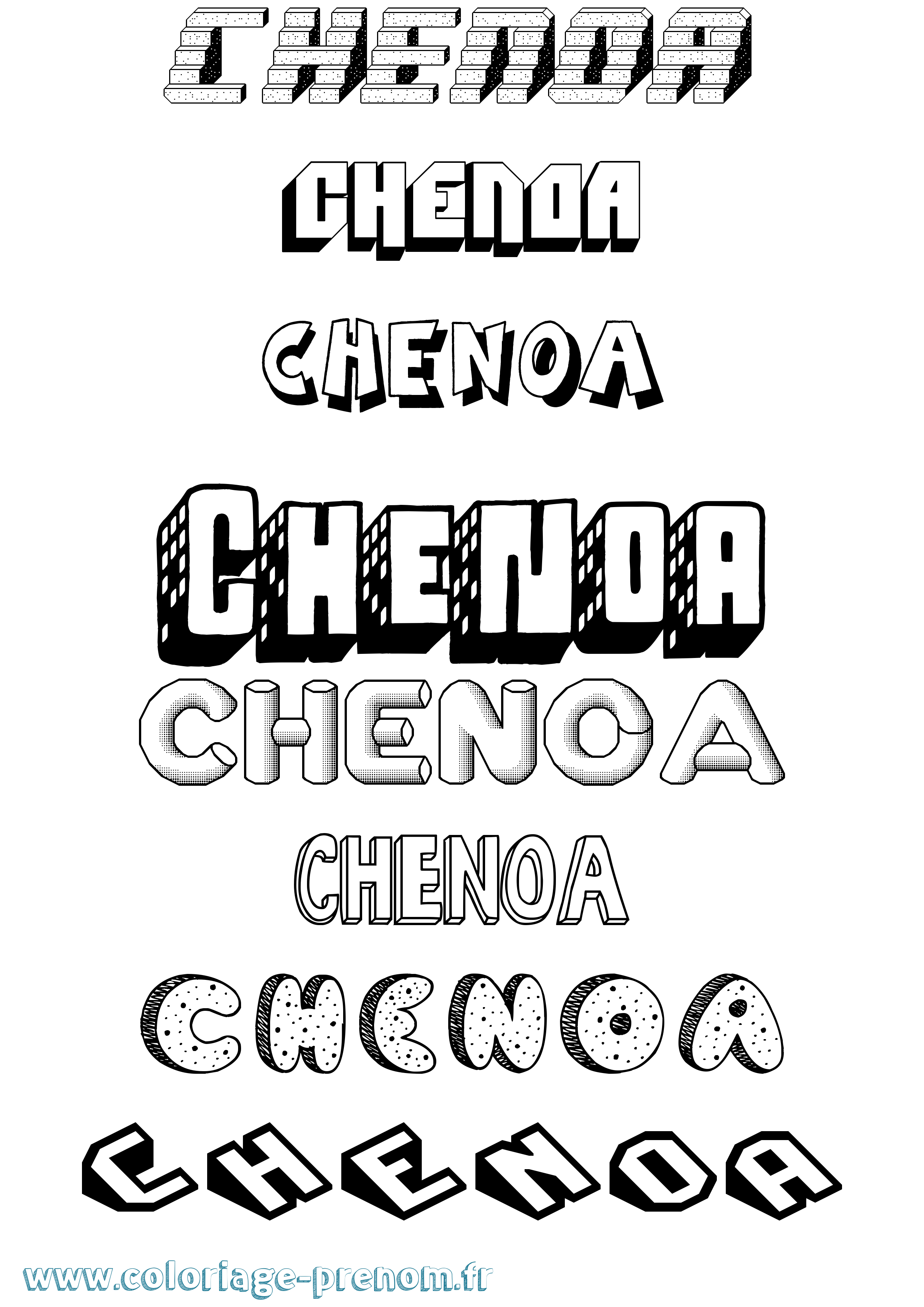 Coloriage Chenoa Effet 3D Coloriage prénom Chenoa Effet 3D
