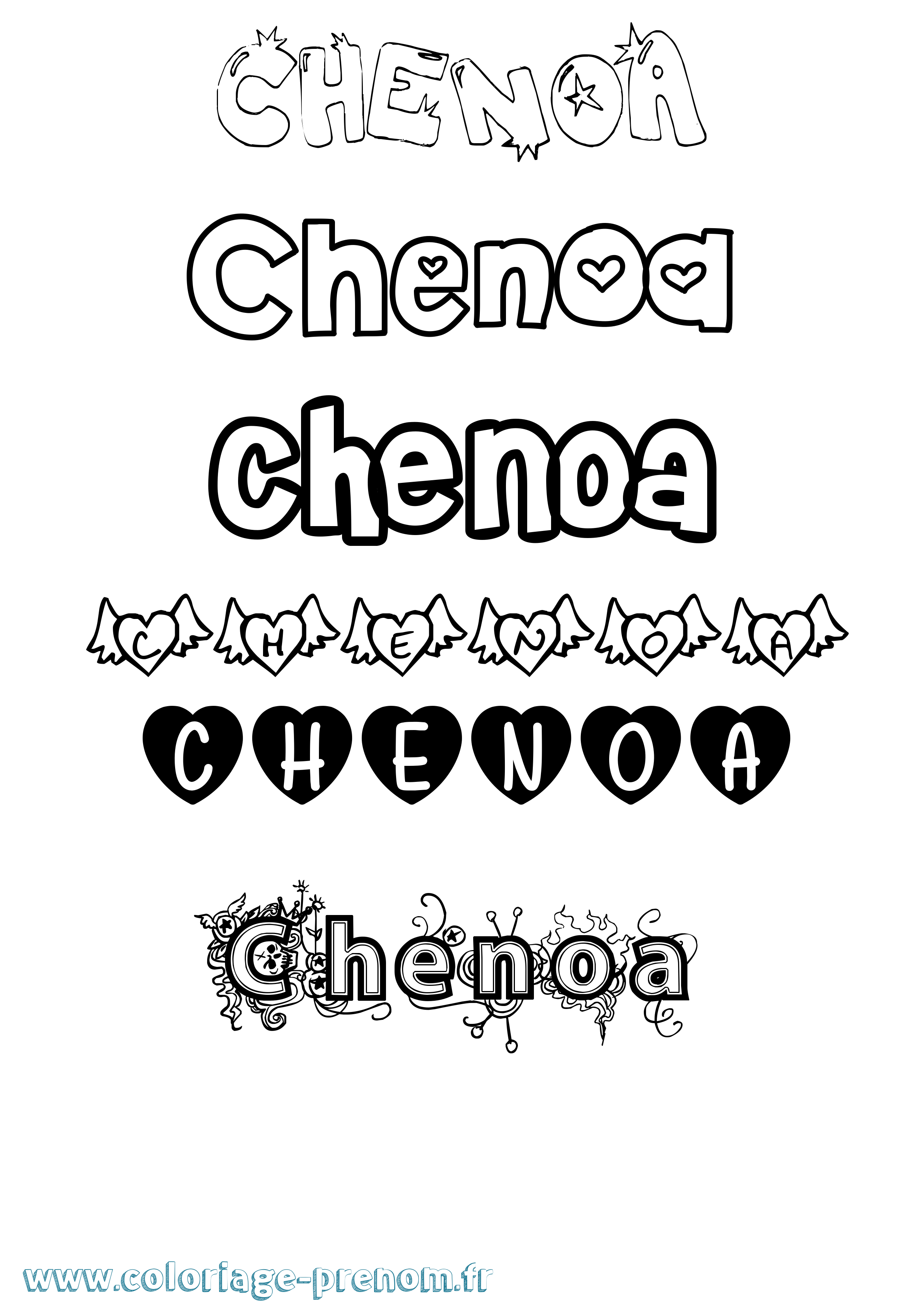 Coloriage Chenoa Girly Coloriage prénom Chenoa Girly