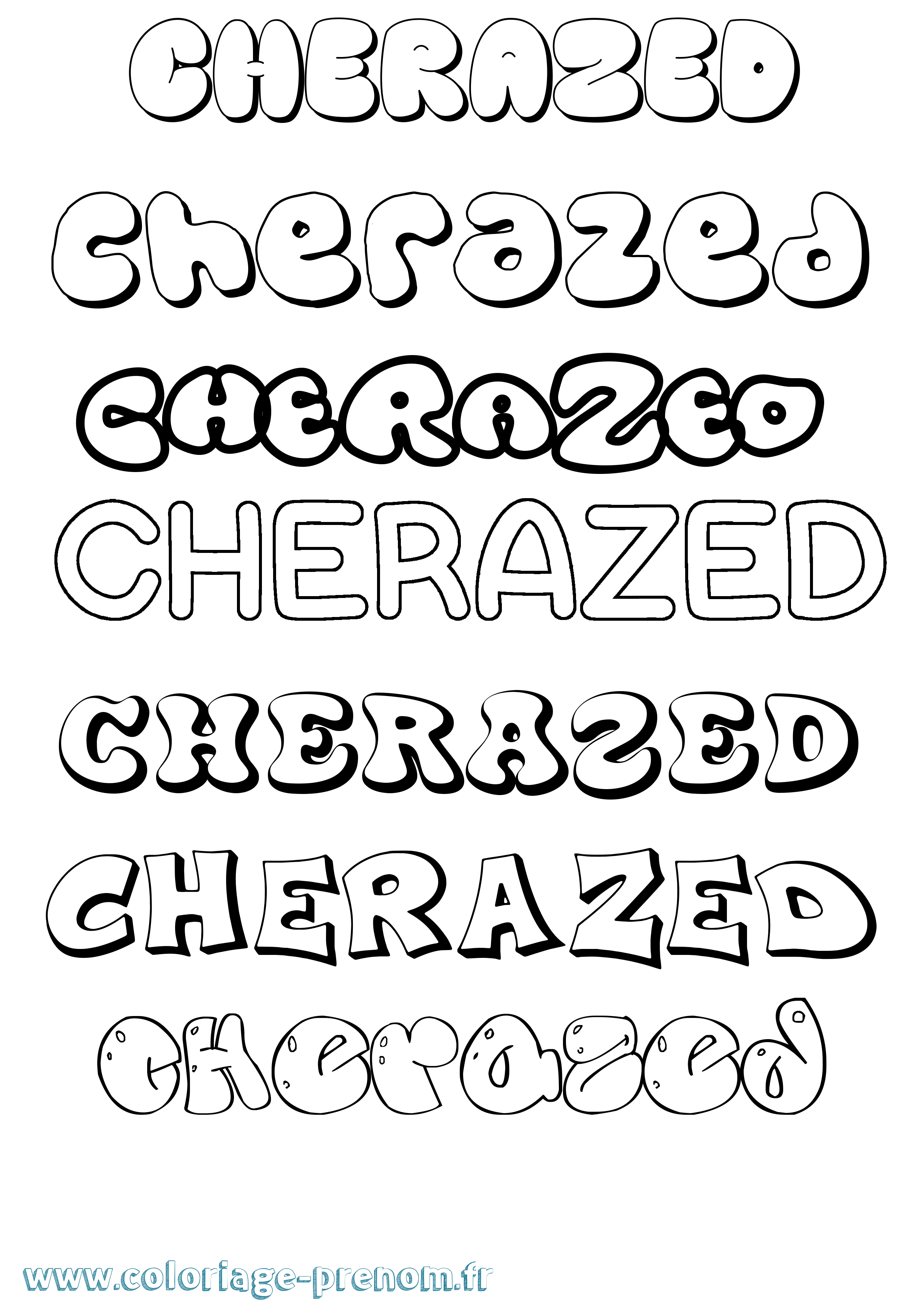 Coloriage Cherazed Bubble Coloriage prénom Cherazed Bubble
