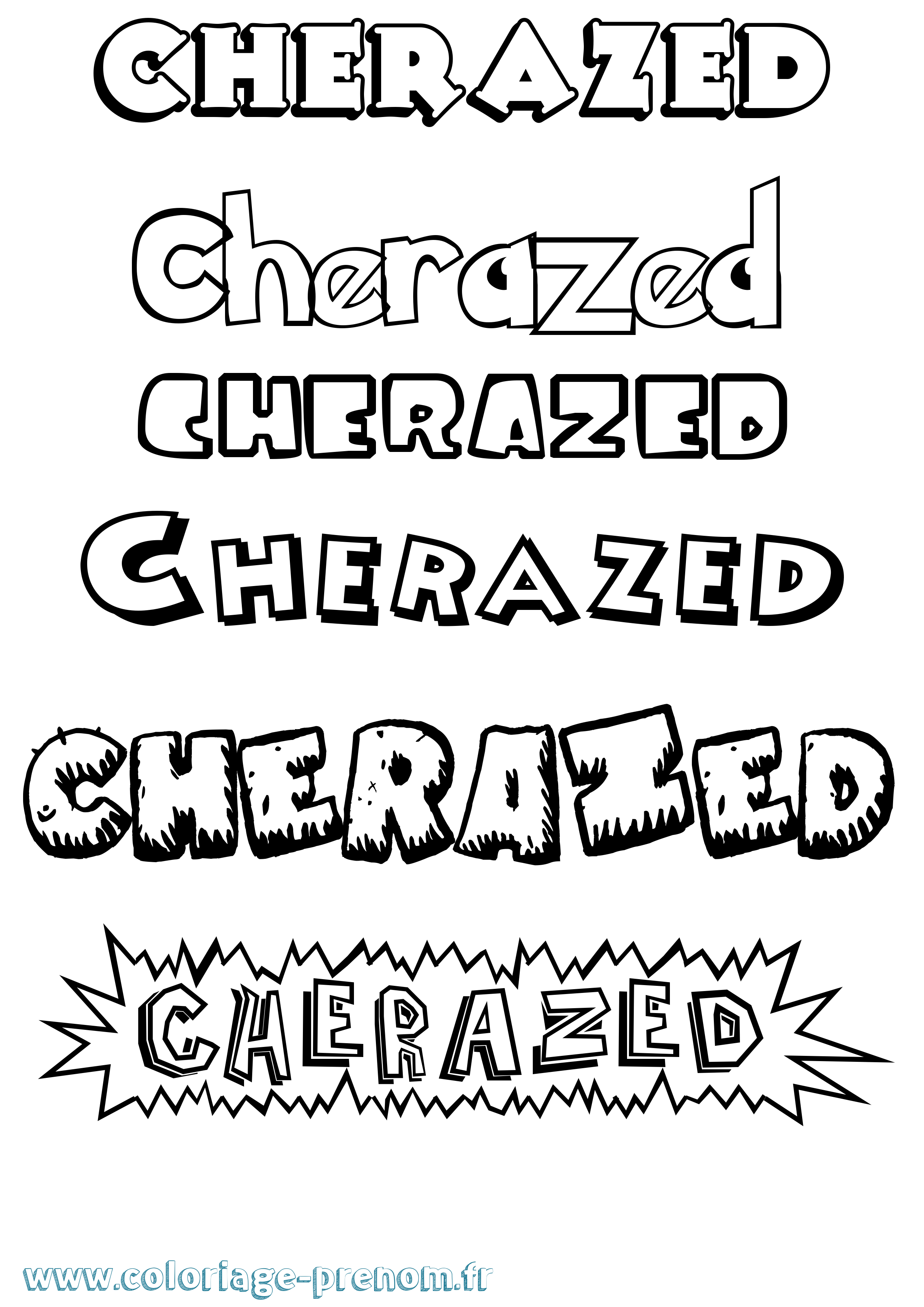 Coloriage Cherazed Dessin Animé Coloriage prénom Cherazed Dessin Animé