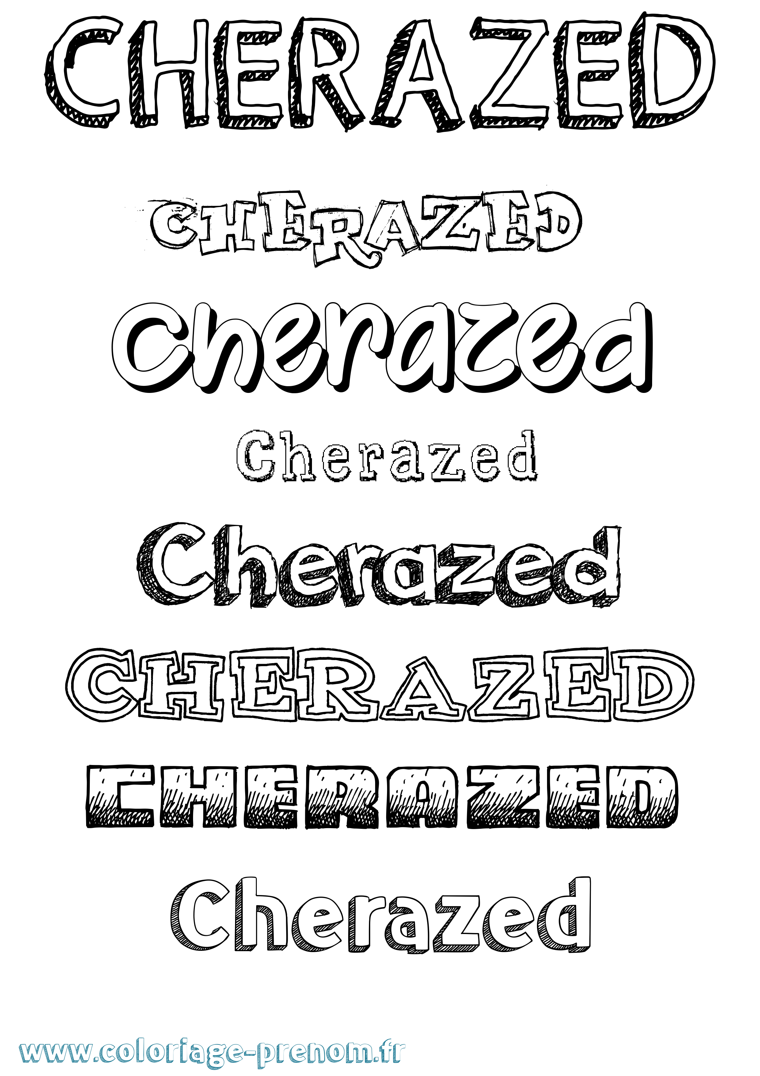 Coloriage Cherazed Dessiné Coloriage prénom Cherazed Dessiné