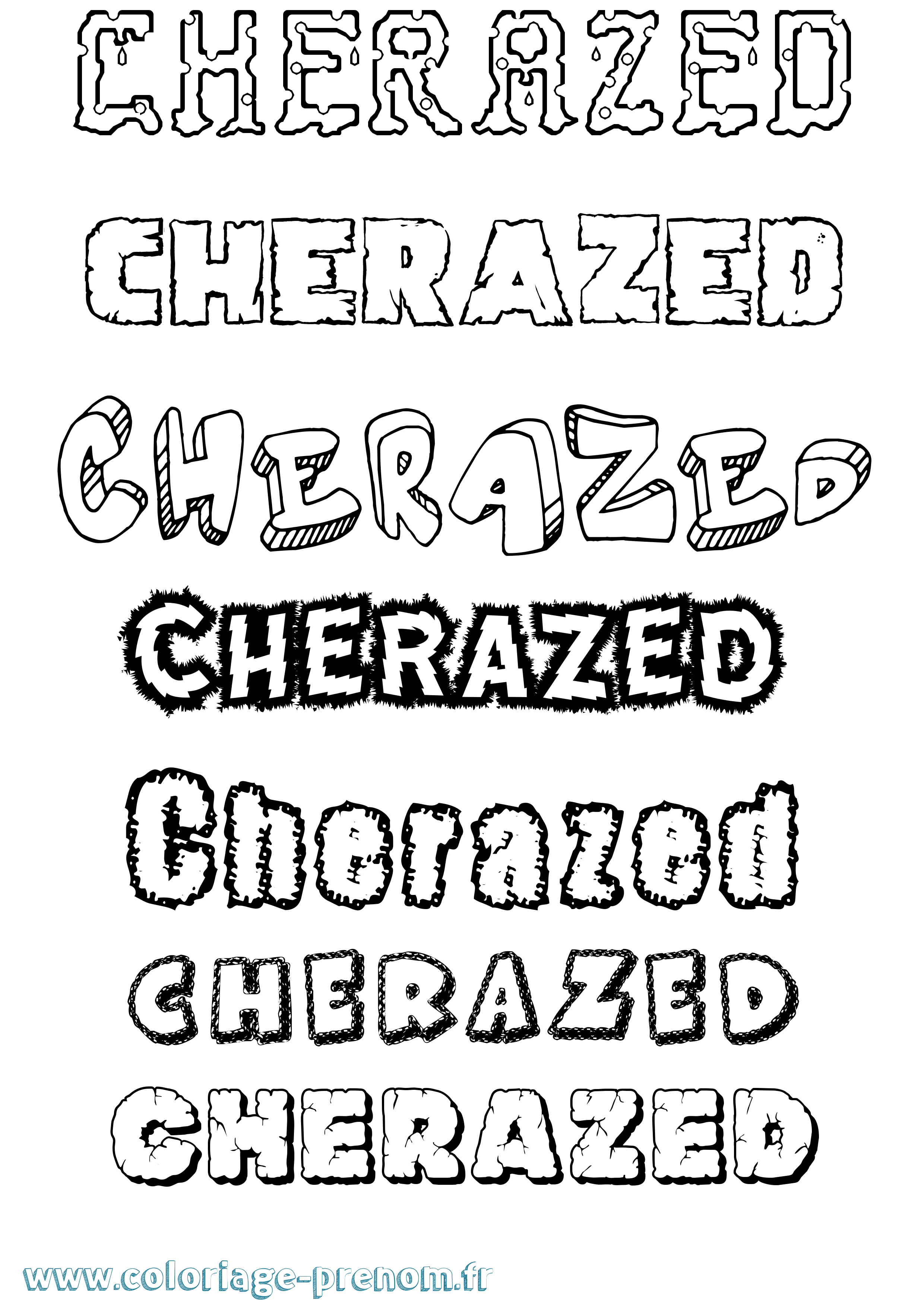 Coloriage Cherazed Destructuré Coloriage prénom Cherazed Destructuré
