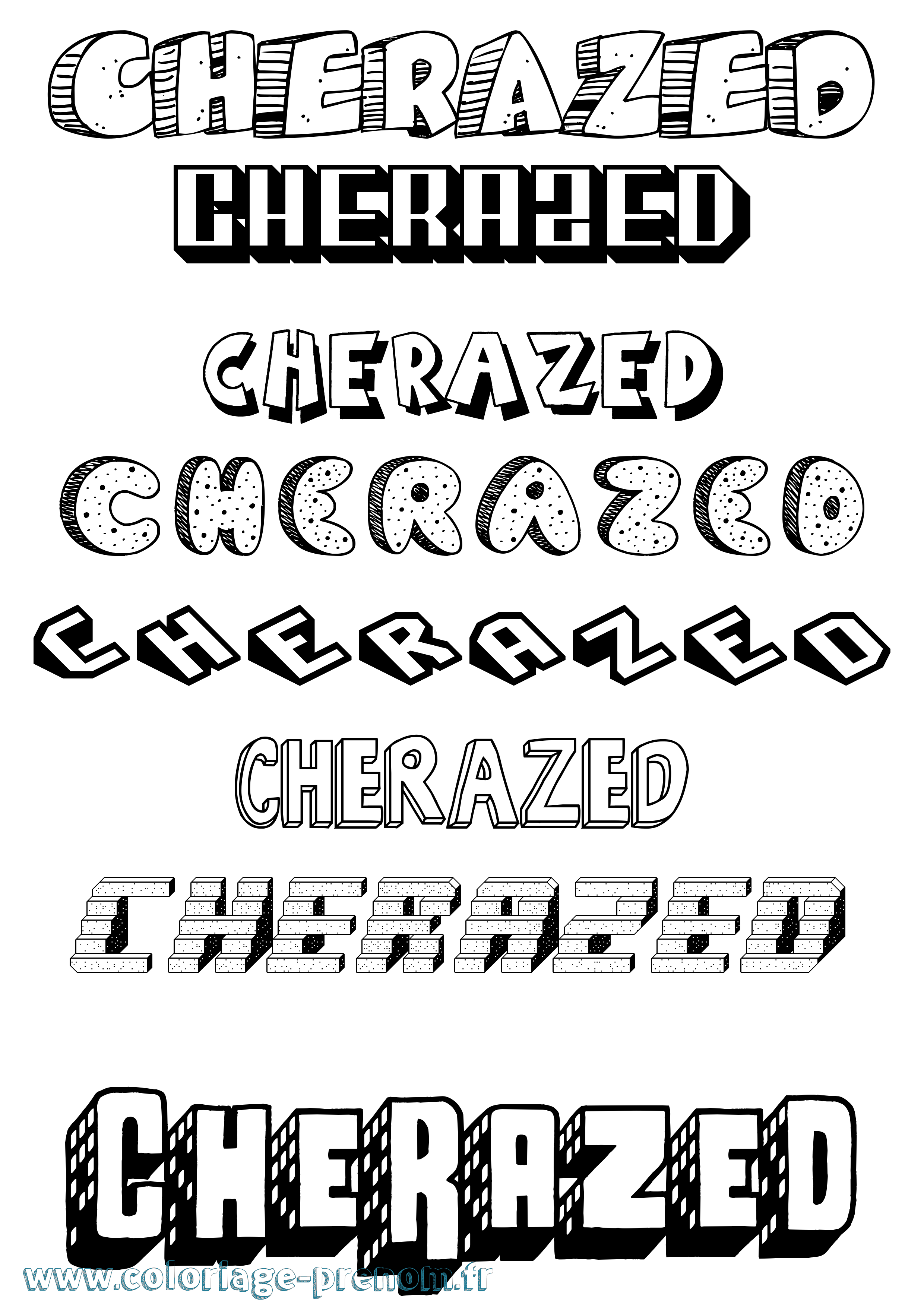 Coloriage Cherazed Effet 3D Coloriage prénom Cherazed Effet 3D
