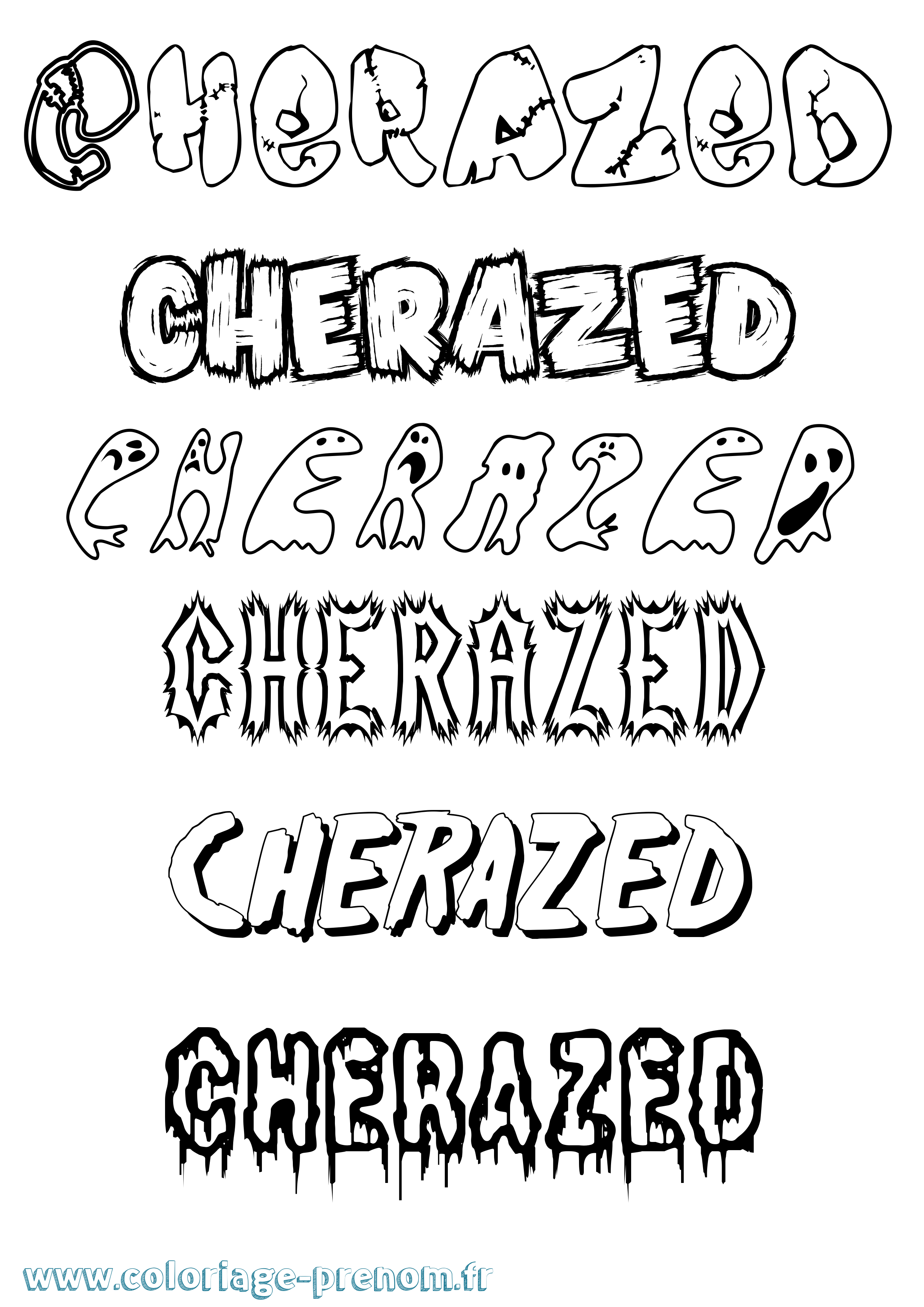 Coloriage Cherazed Frisson Coloriage prénom Cherazed Frisson