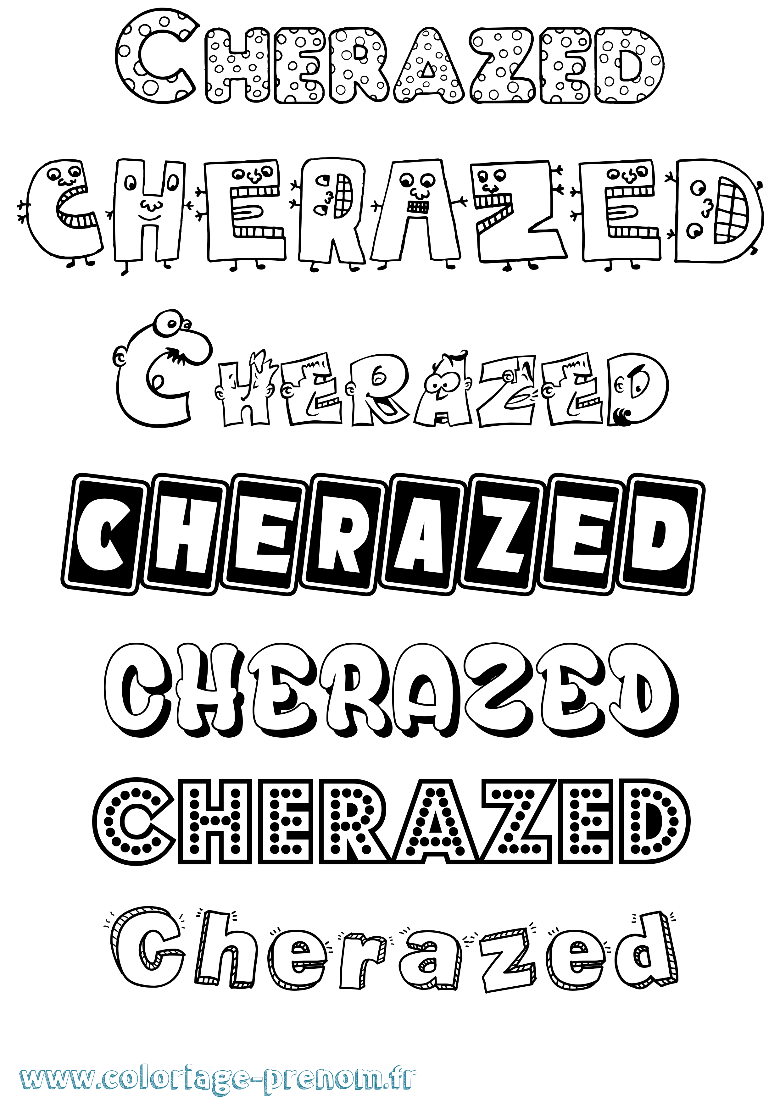 Coloriage Cherazed Fun Coloriage prénom Cherazed Fun