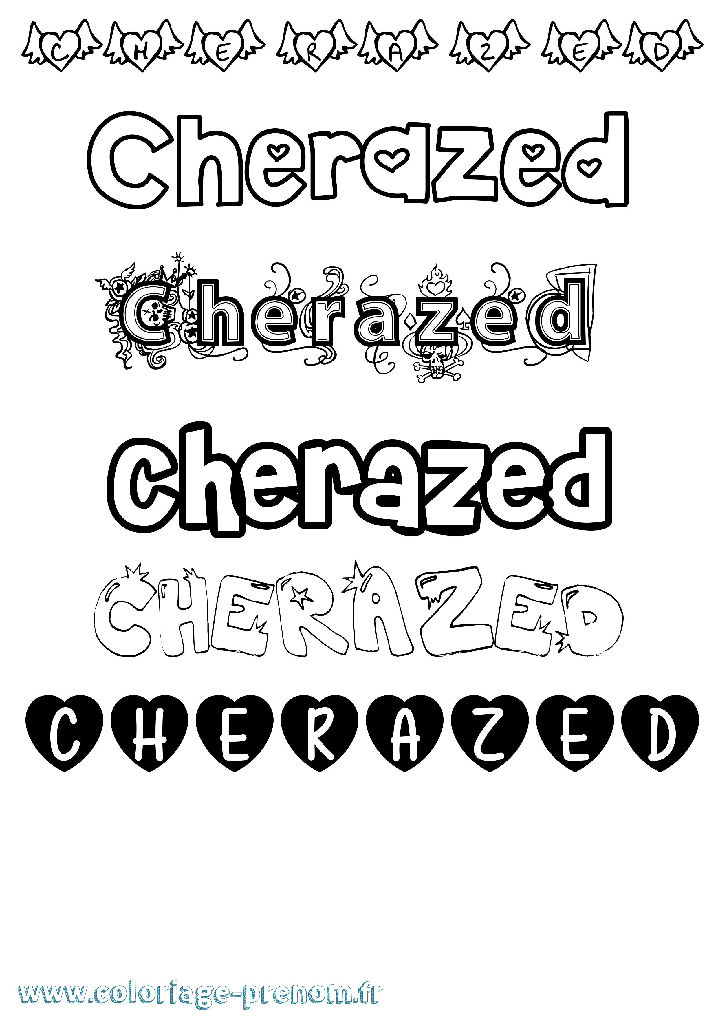 Coloriage Cherazed Girly Coloriage prénom Cherazed Girly