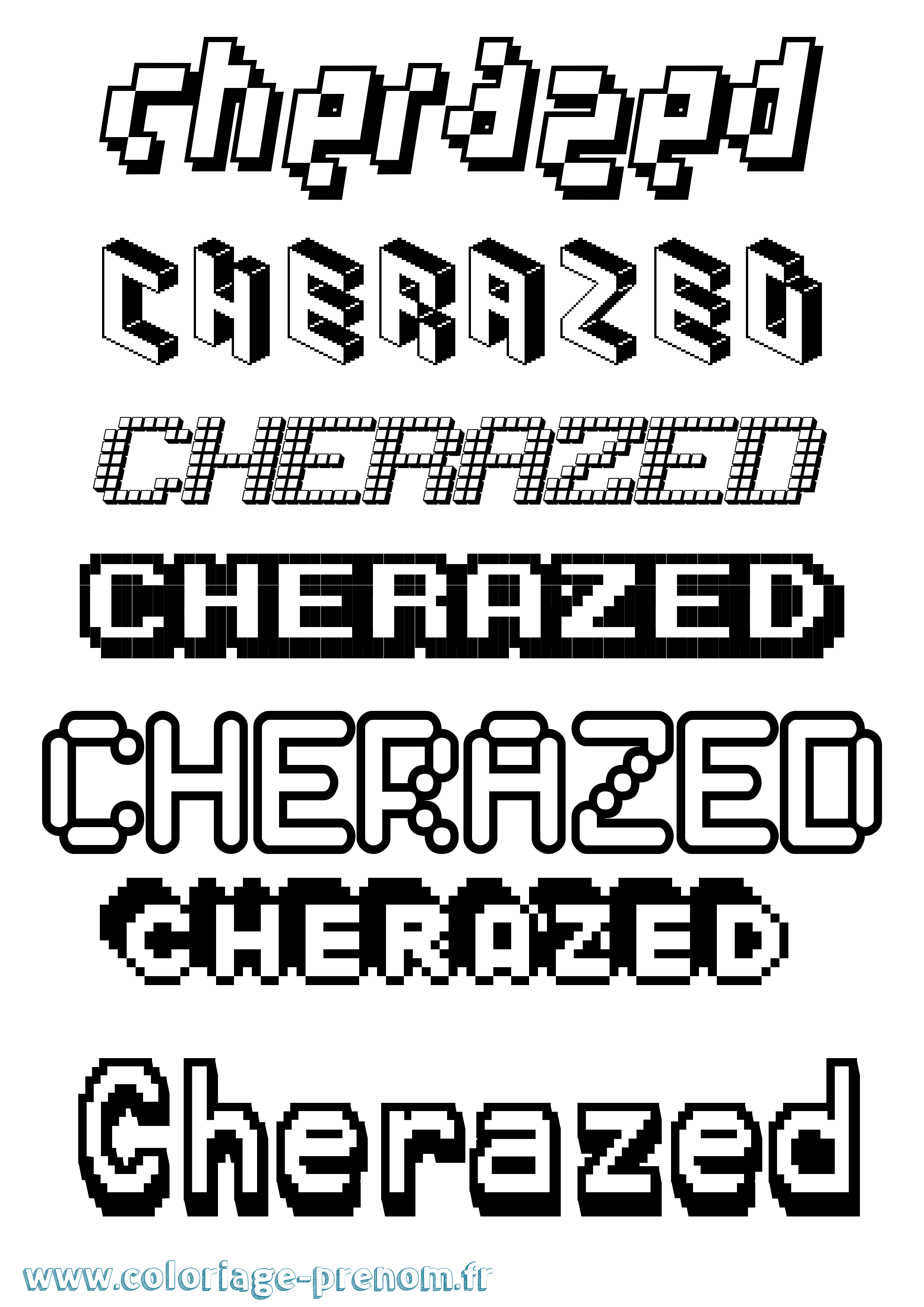 Coloriage Cherazed Pixel Coloriage prénom Cherazed Pixel