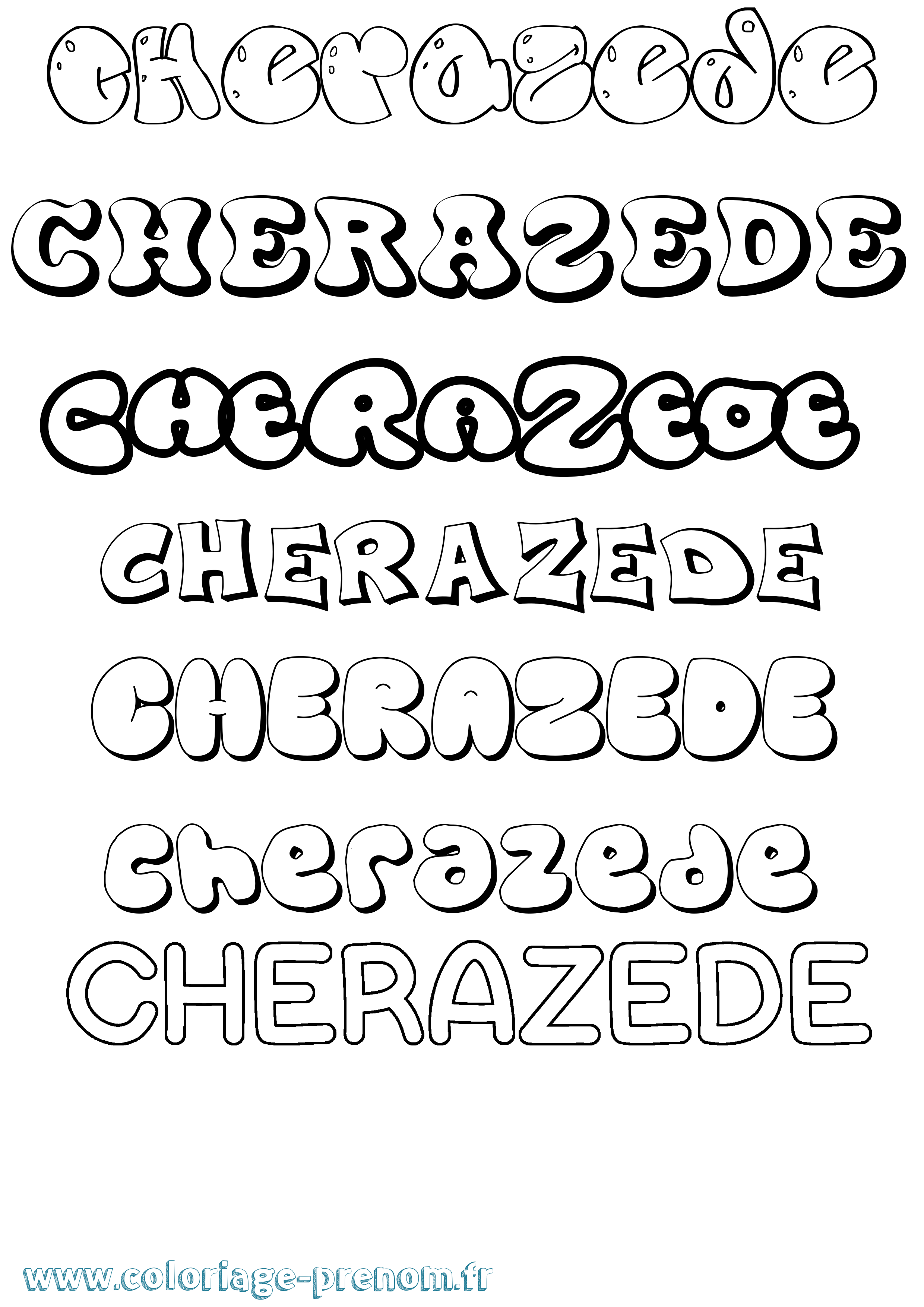 Coloriage Cherazede Bubble Coloriage prénom Cherazede Bubble