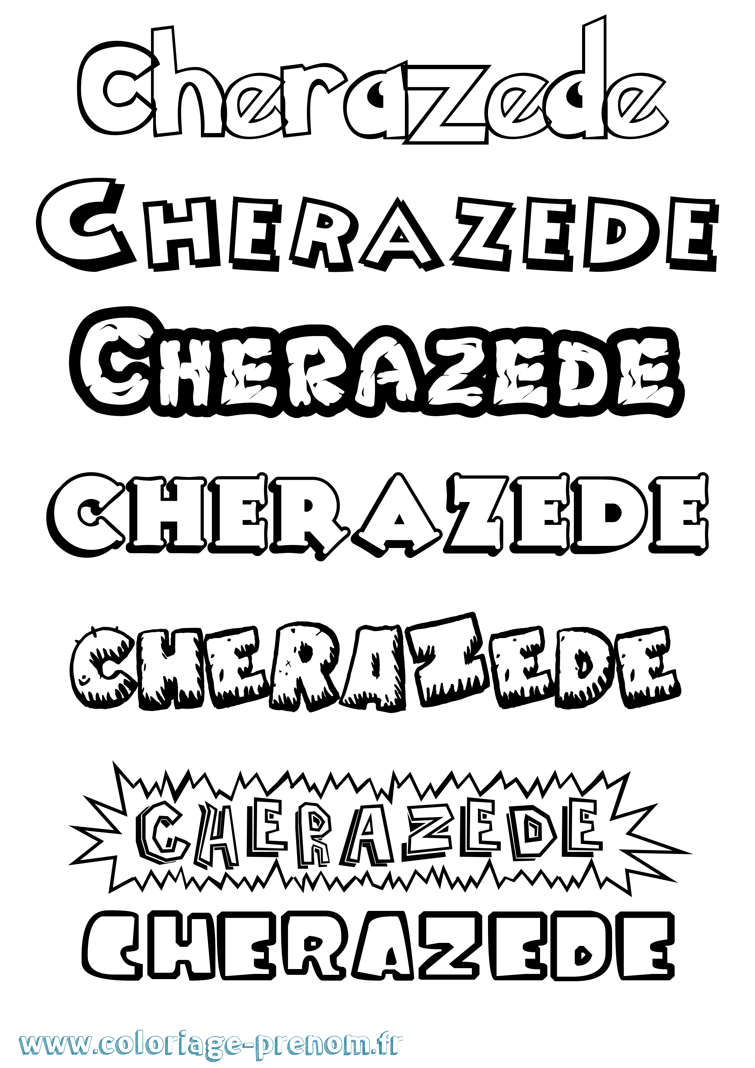 Coloriage Cherazede Dessin Animé Coloriage prénom Cherazede Dessin Animé