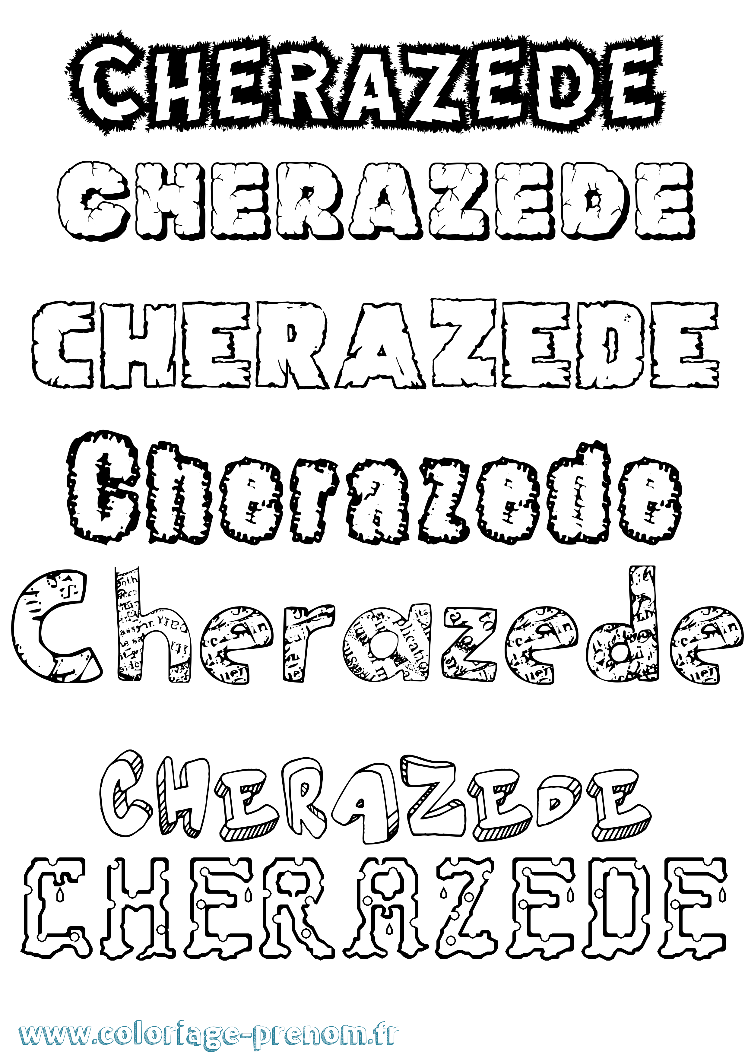 Coloriage Cherazede Destructuré Coloriage prénom Cherazede Destructuré