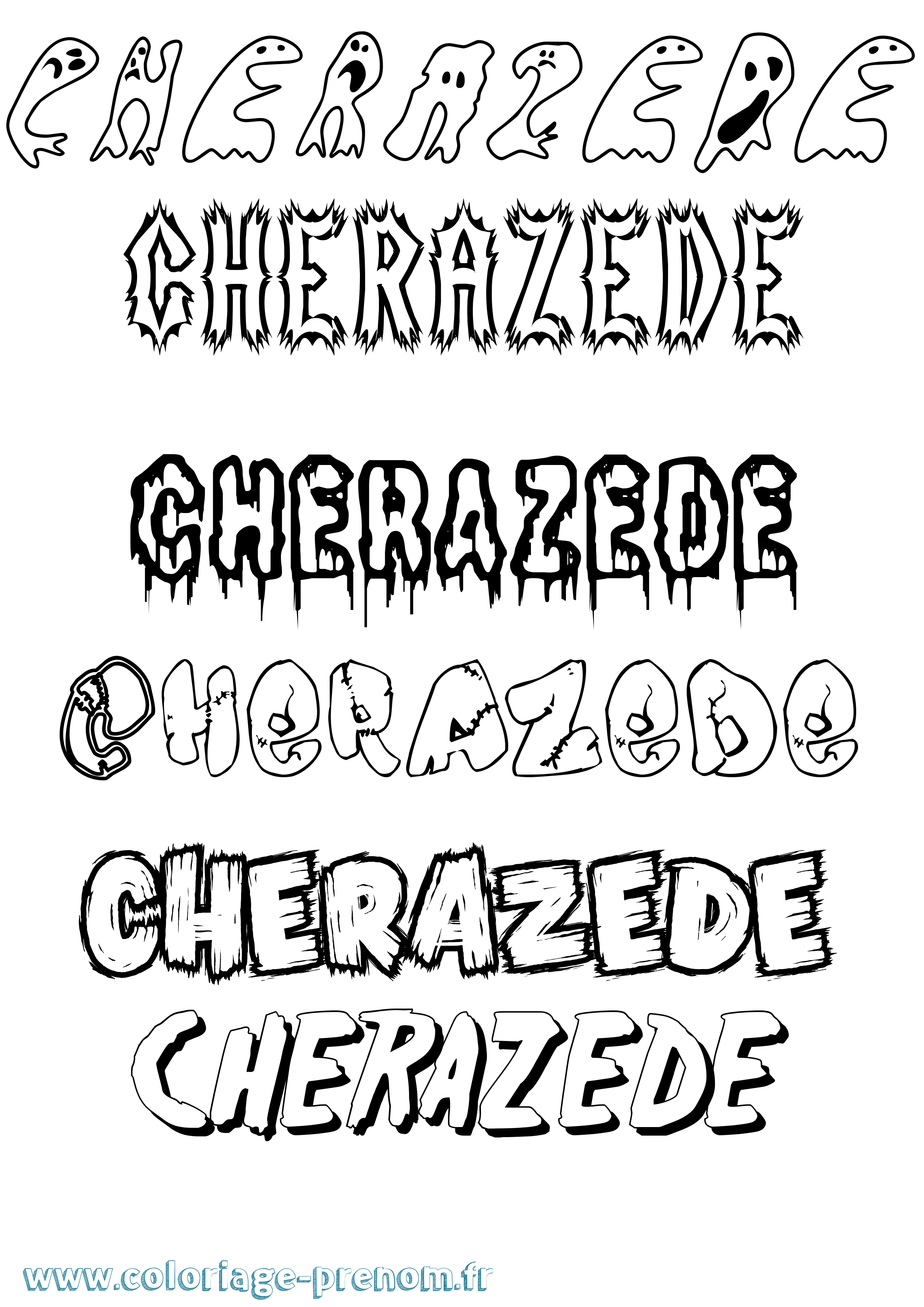 Coloriage Cherazede Frisson Coloriage prénom Cherazede Frisson