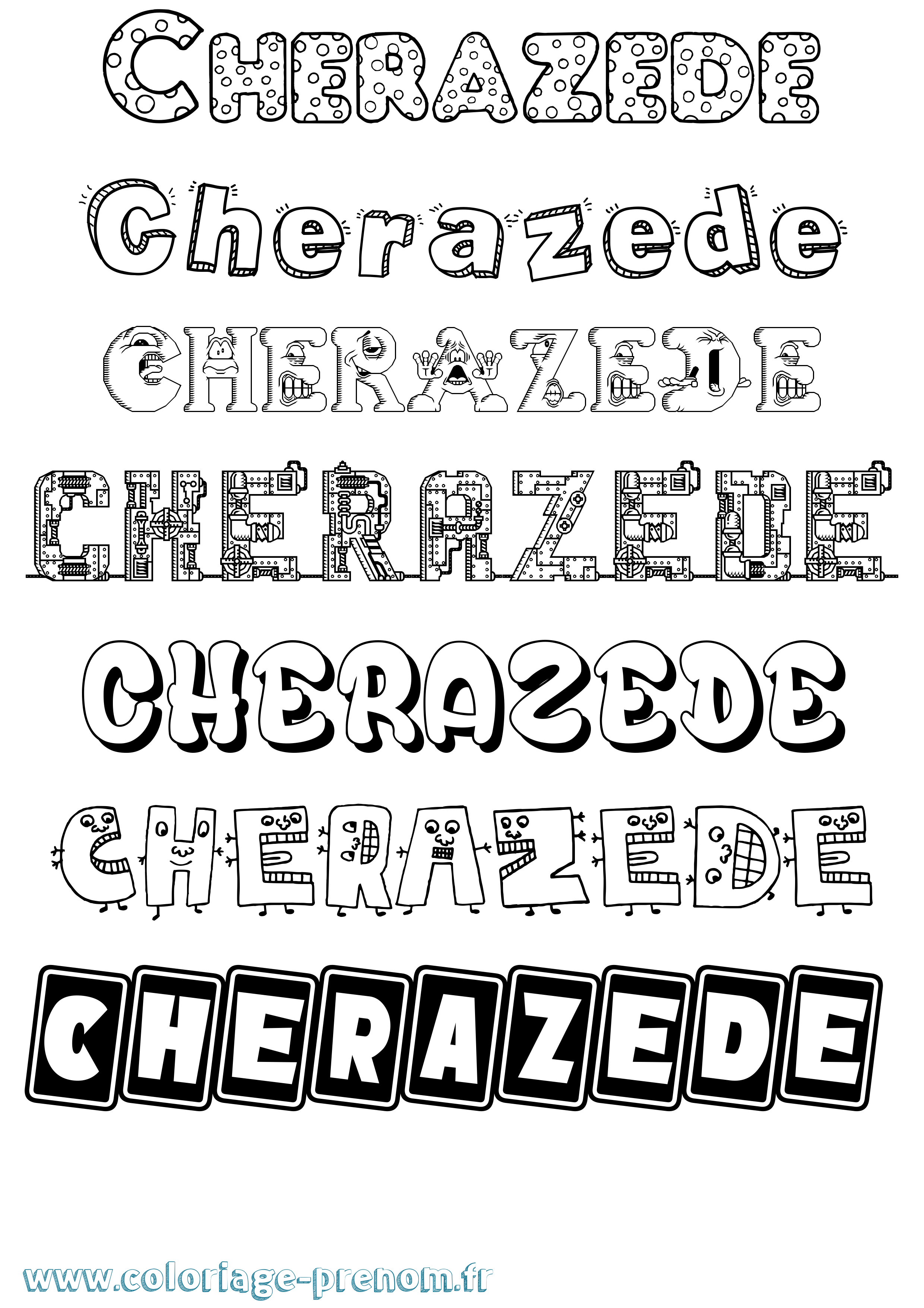 Coloriage Cherazede Fun Coloriage prénom Cherazede Fun