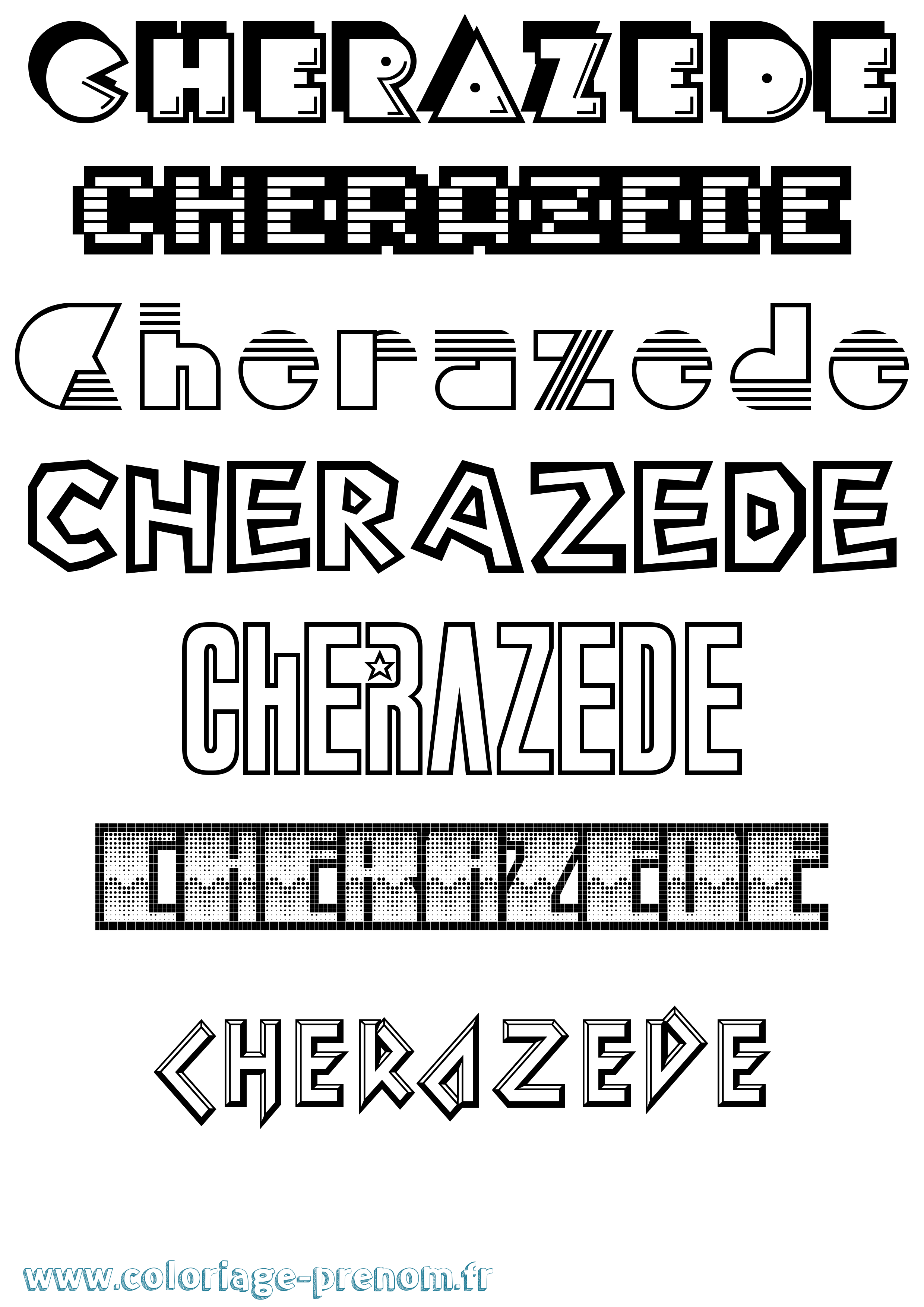 Coloriage Cherazede Jeux Vidéos Coloriage prénom Cherazede Jeux Vidéos