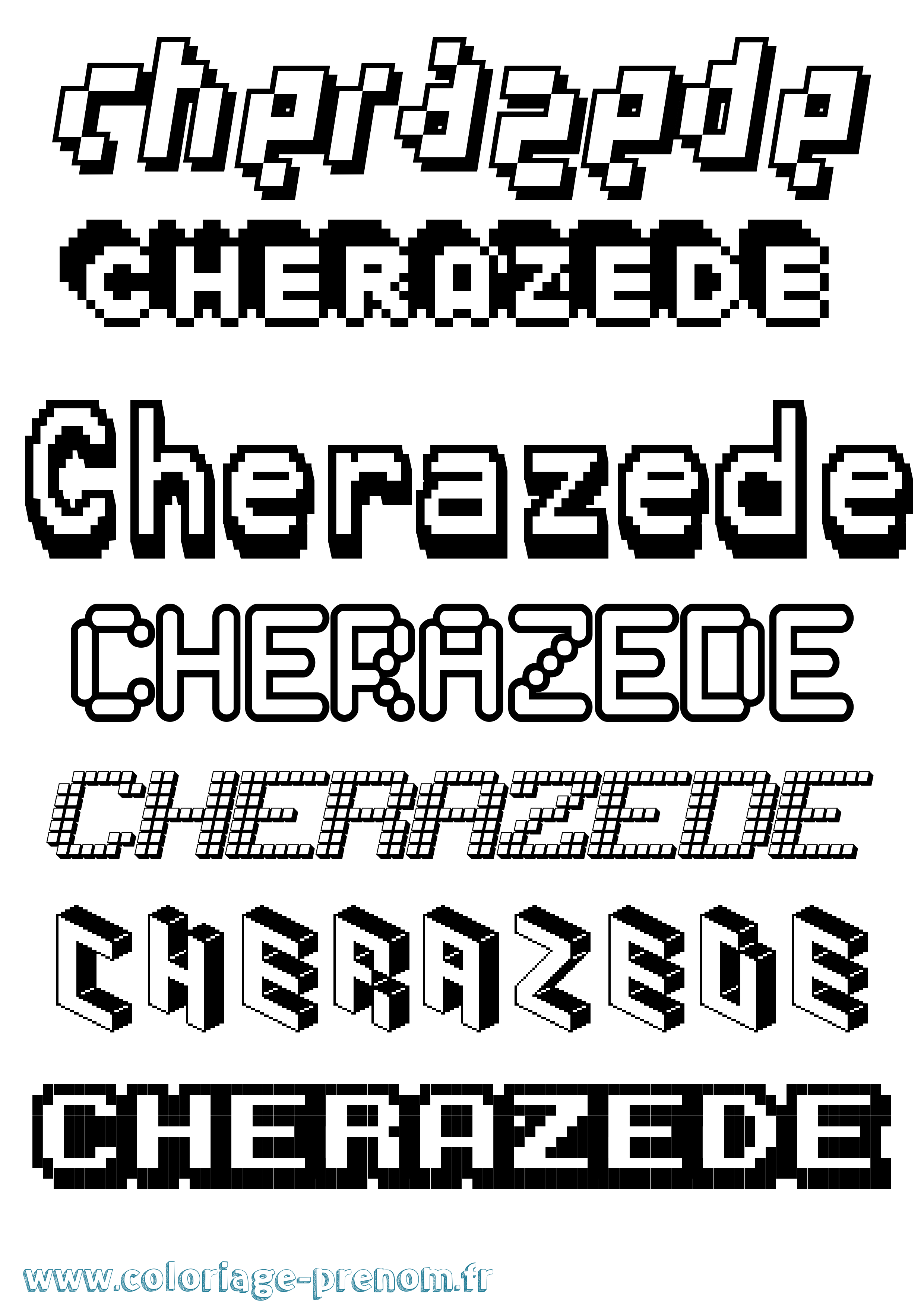 Coloriage Cherazede Pixel Coloriage prénom Cherazede Pixel