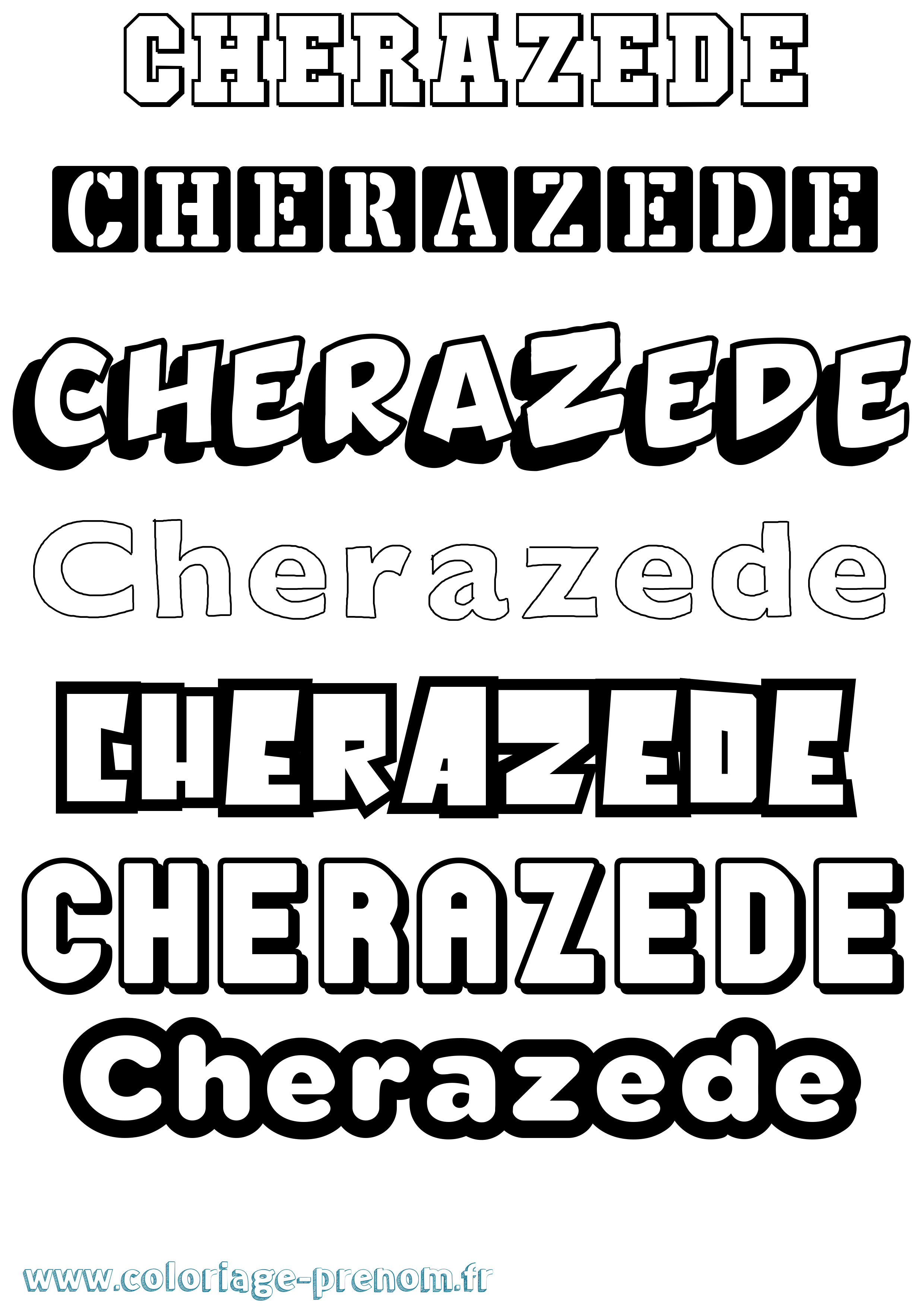 Coloriage Cherazede Simple Coloriage prénom Cherazede Simple