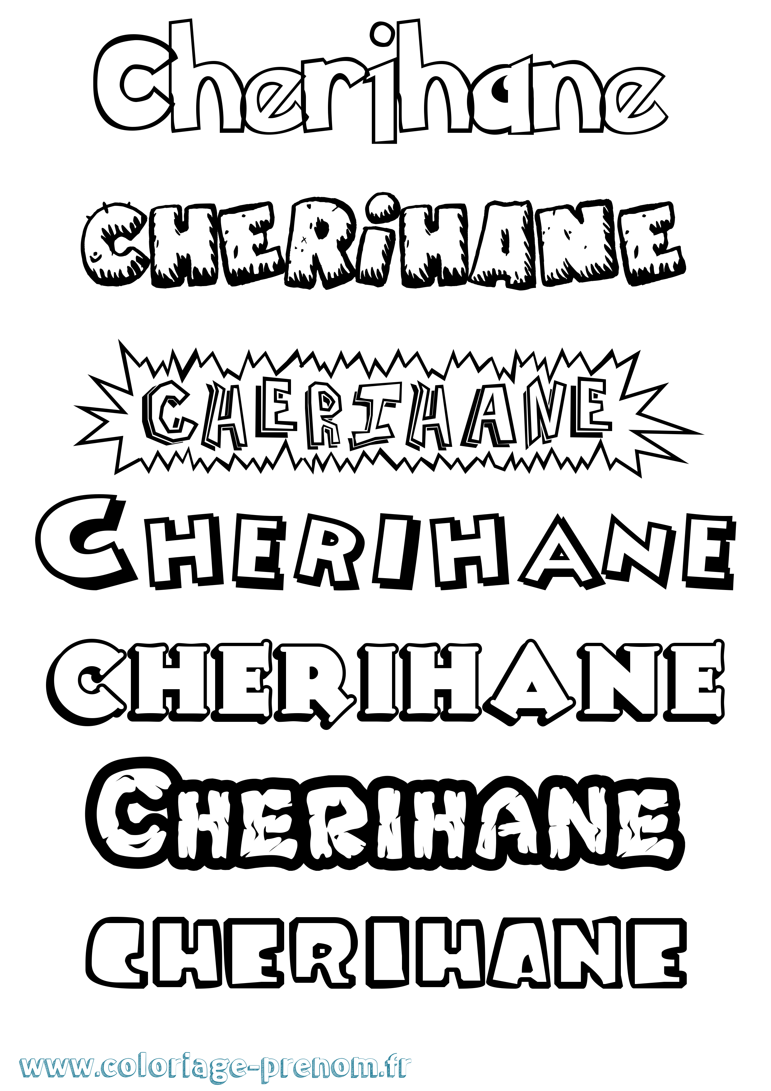 Coloriage Cherihane Dessin Animé Coloriage prénom Cherihane Dessin Animé