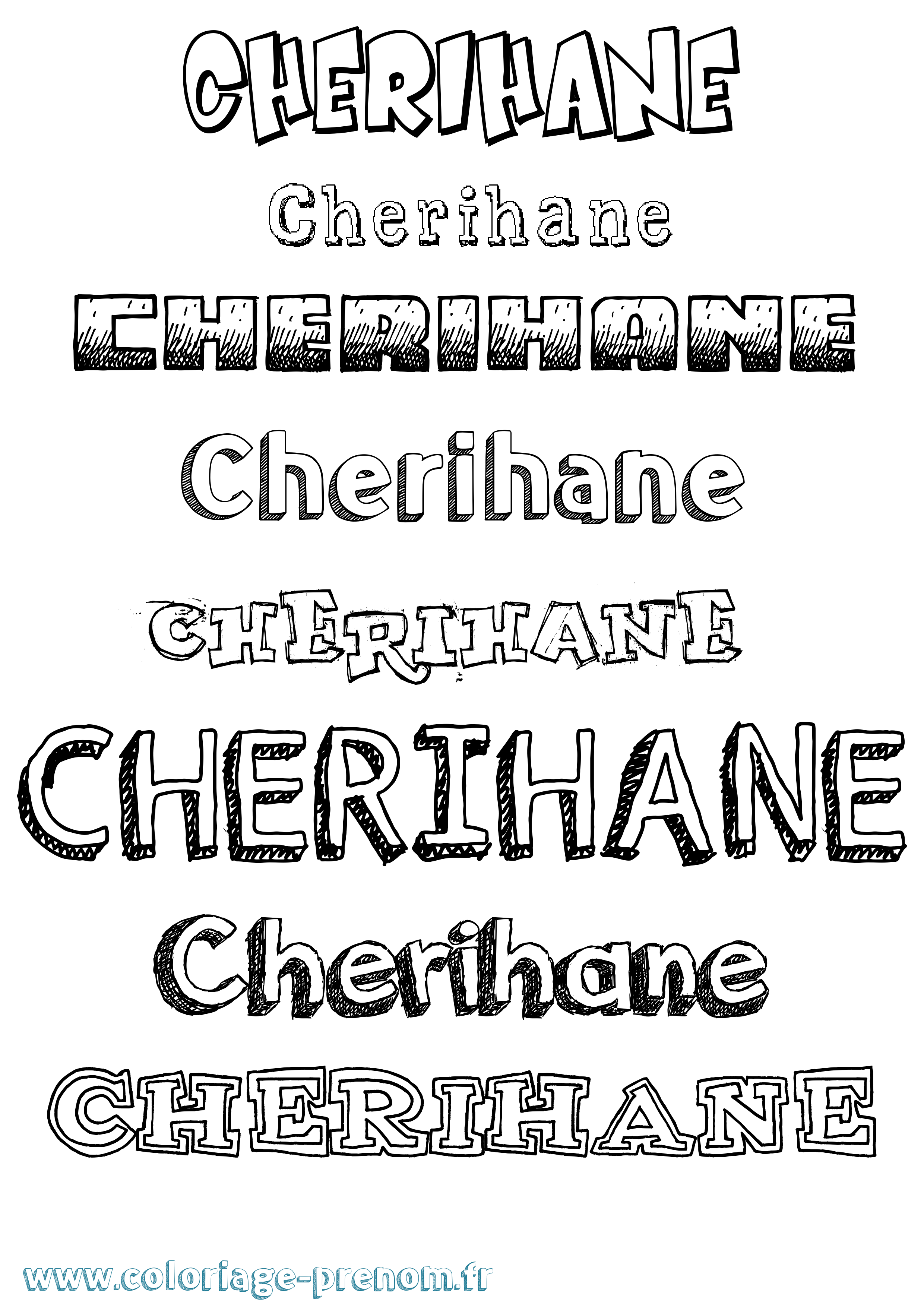 Coloriage Cherihane Dessiné Coloriage prénom Cherihane Dessiné