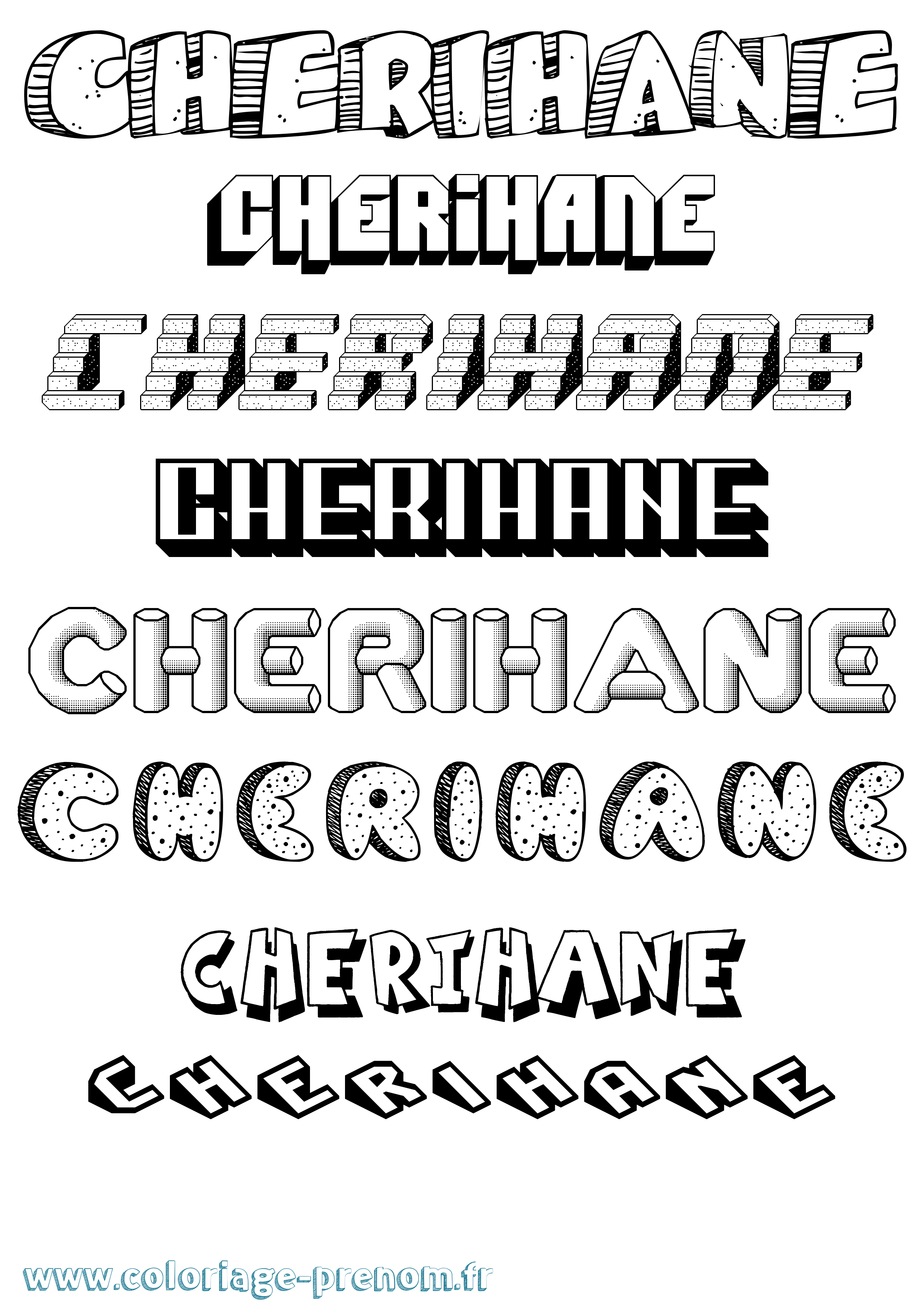 Coloriage Cherihane Effet 3D Coloriage prénom Cherihane Effet 3D