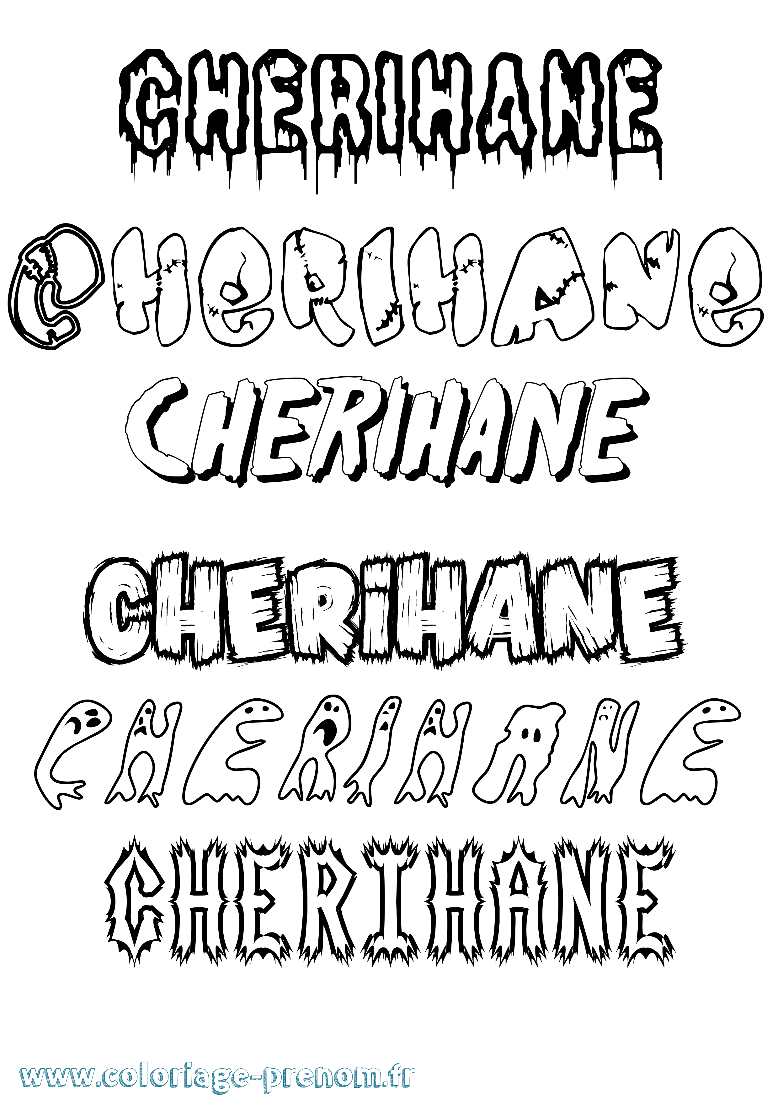 Coloriage Cherihane Frisson Coloriage prénom Cherihane Frisson