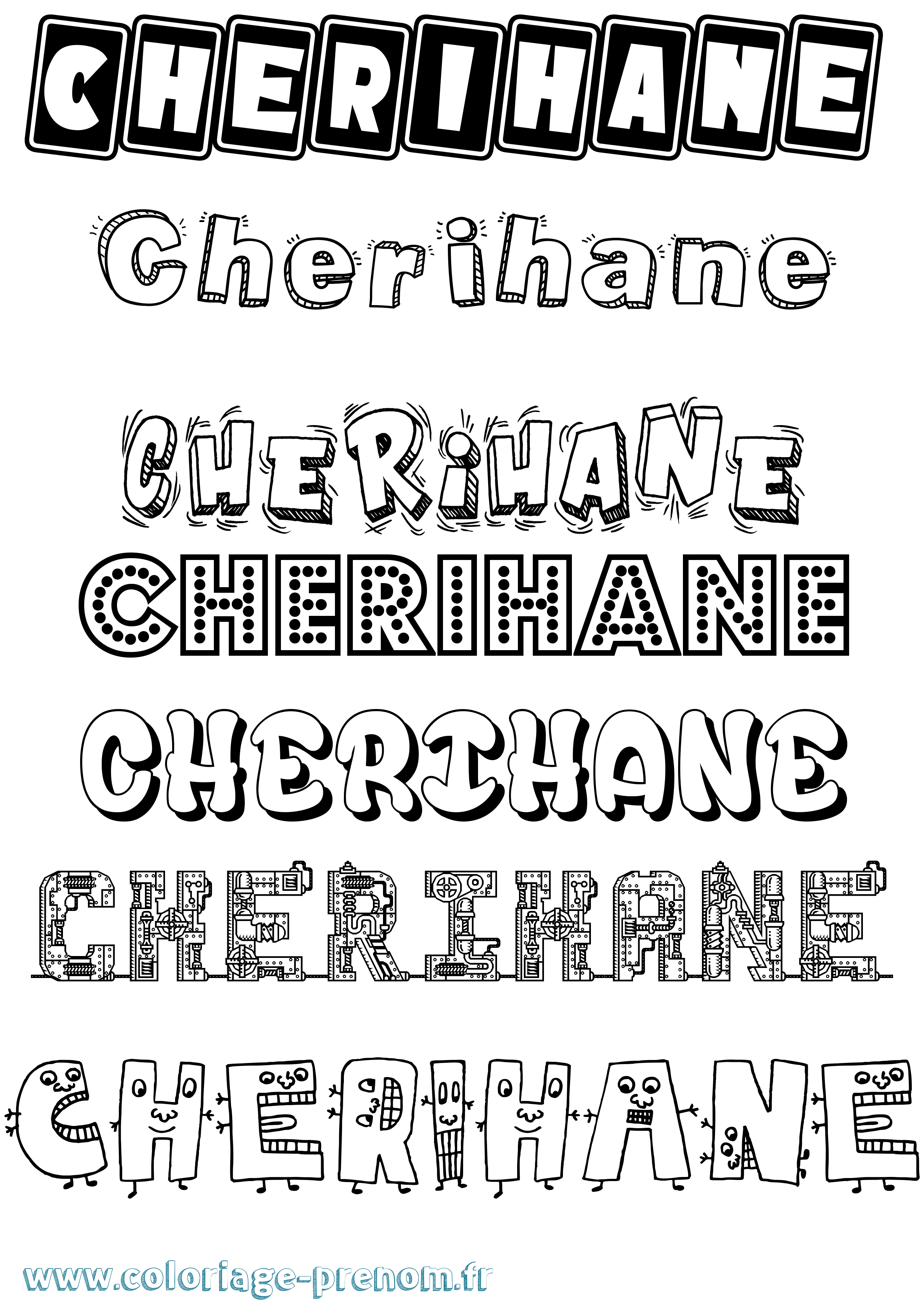 Coloriage Cherihane Fun Coloriage prénom Cherihane Fun