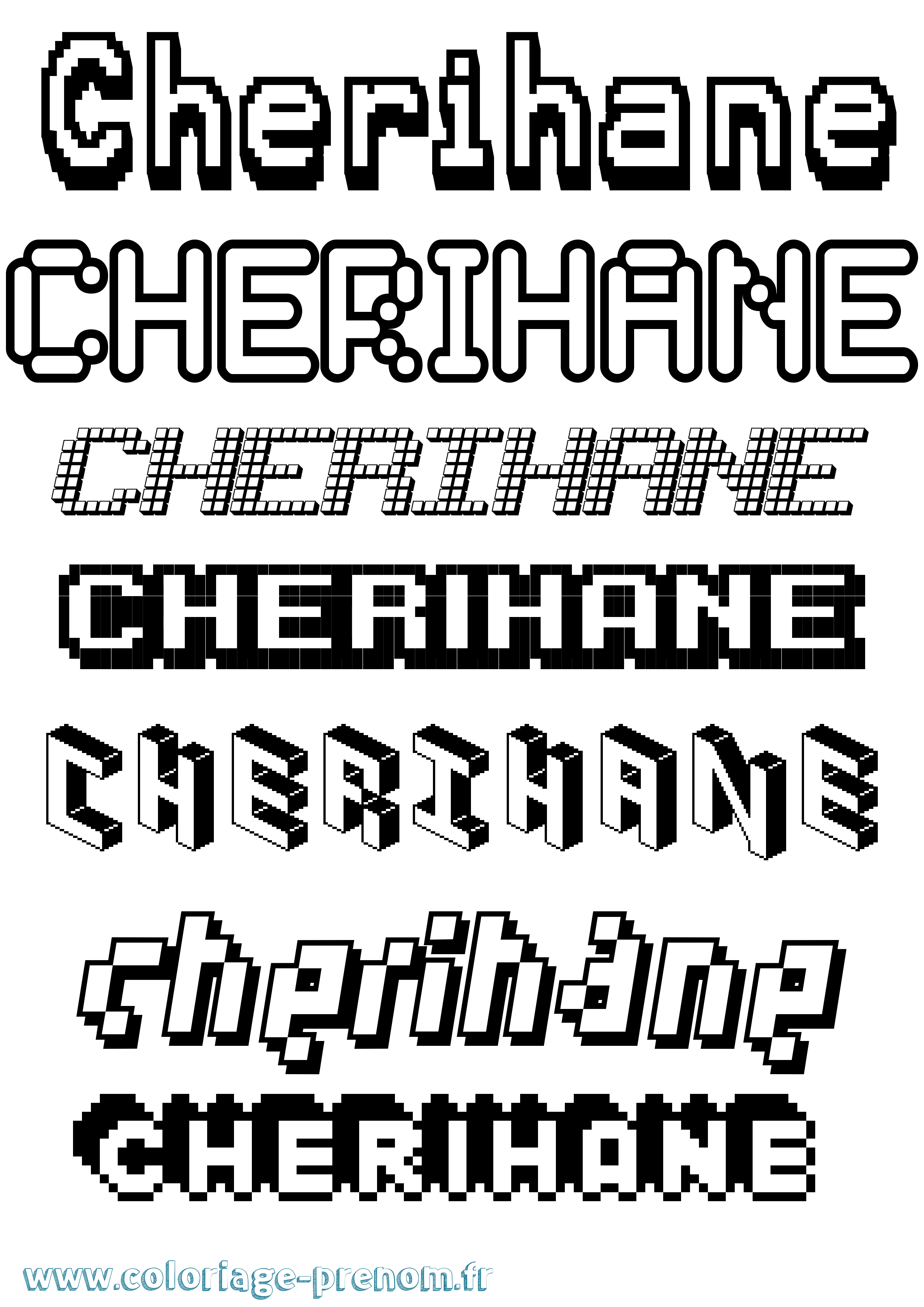 Coloriage Cherihane Pixel Coloriage prénom Cherihane Pixel