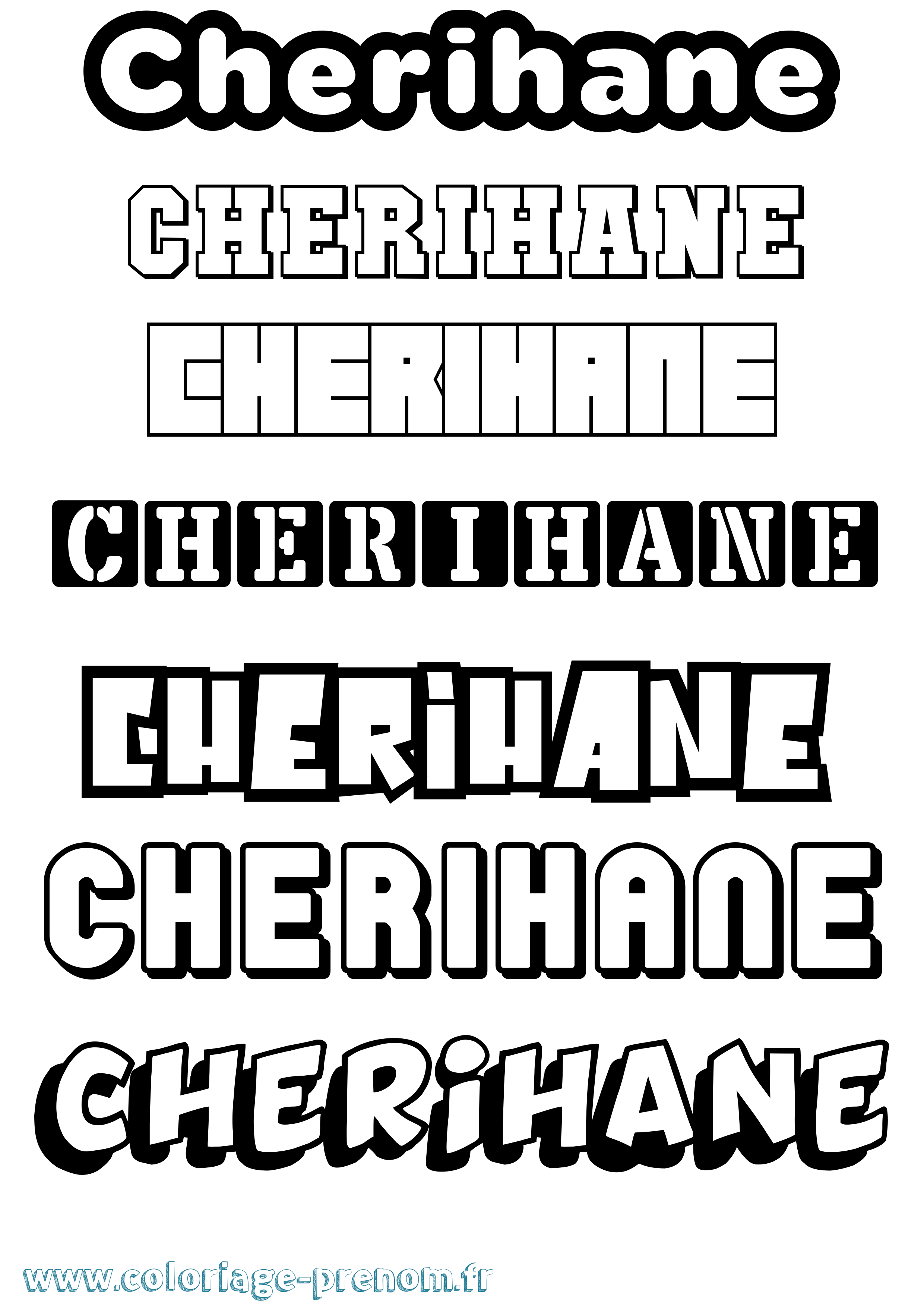Coloriage Cherihane Simple Coloriage prénom Cherihane Simple