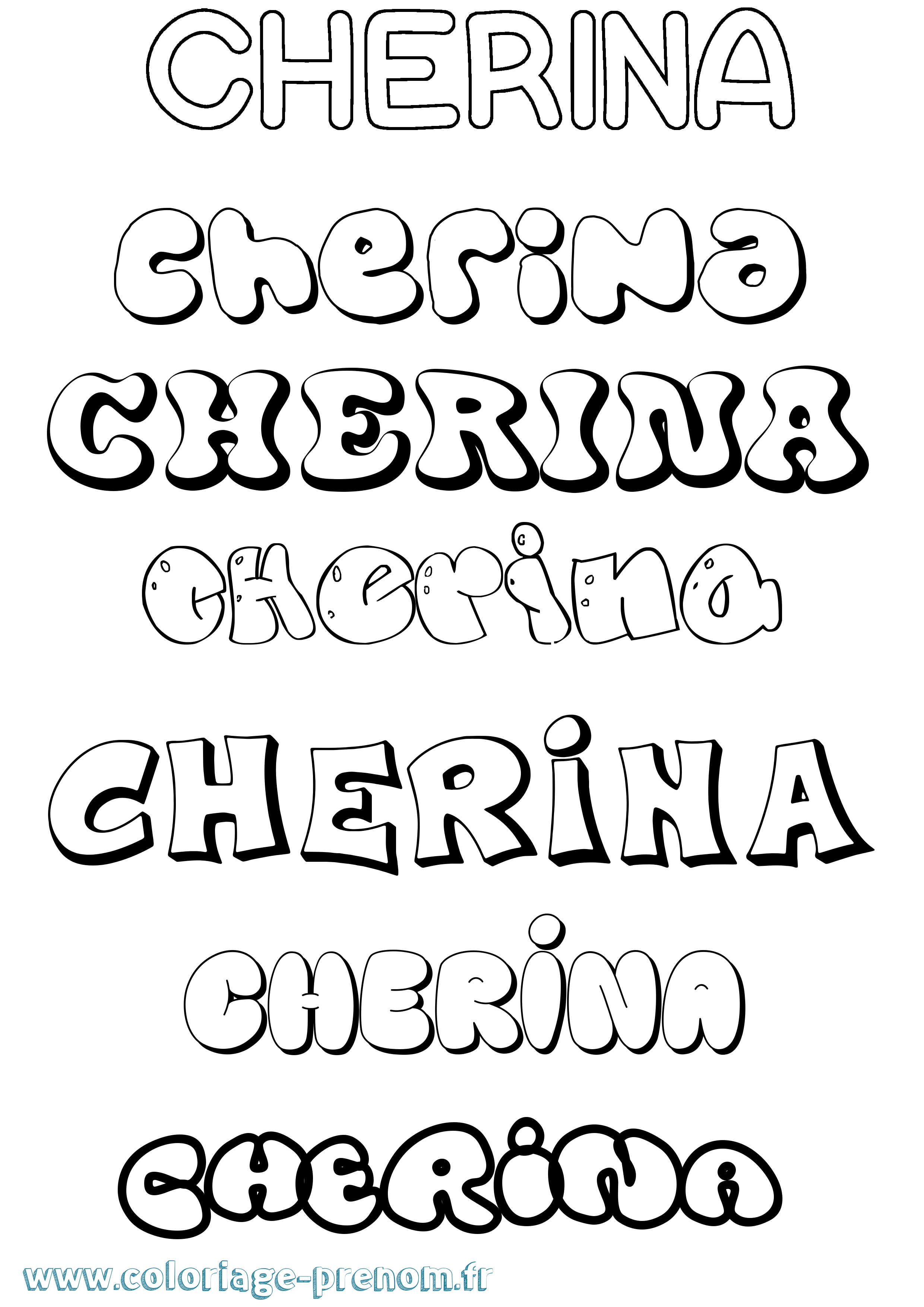 Coloriage Cherina Bubble Coloriage prénom Cherina Bubble