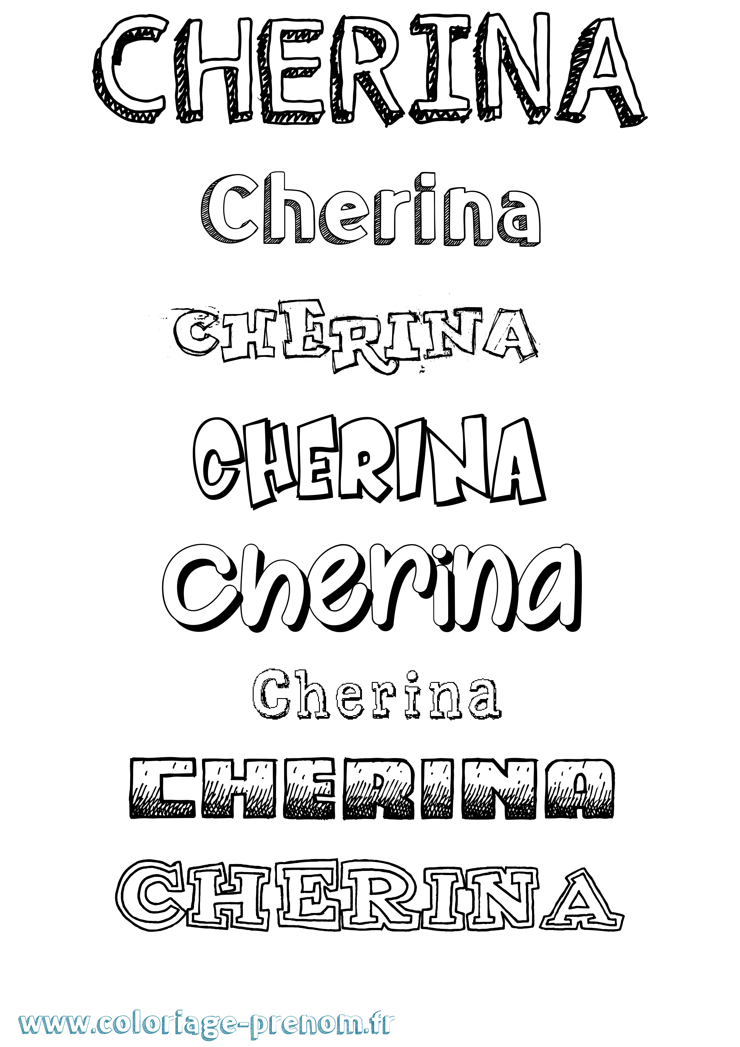 Coloriage Cherina Dessiné Coloriage prénom Cherina Dessiné