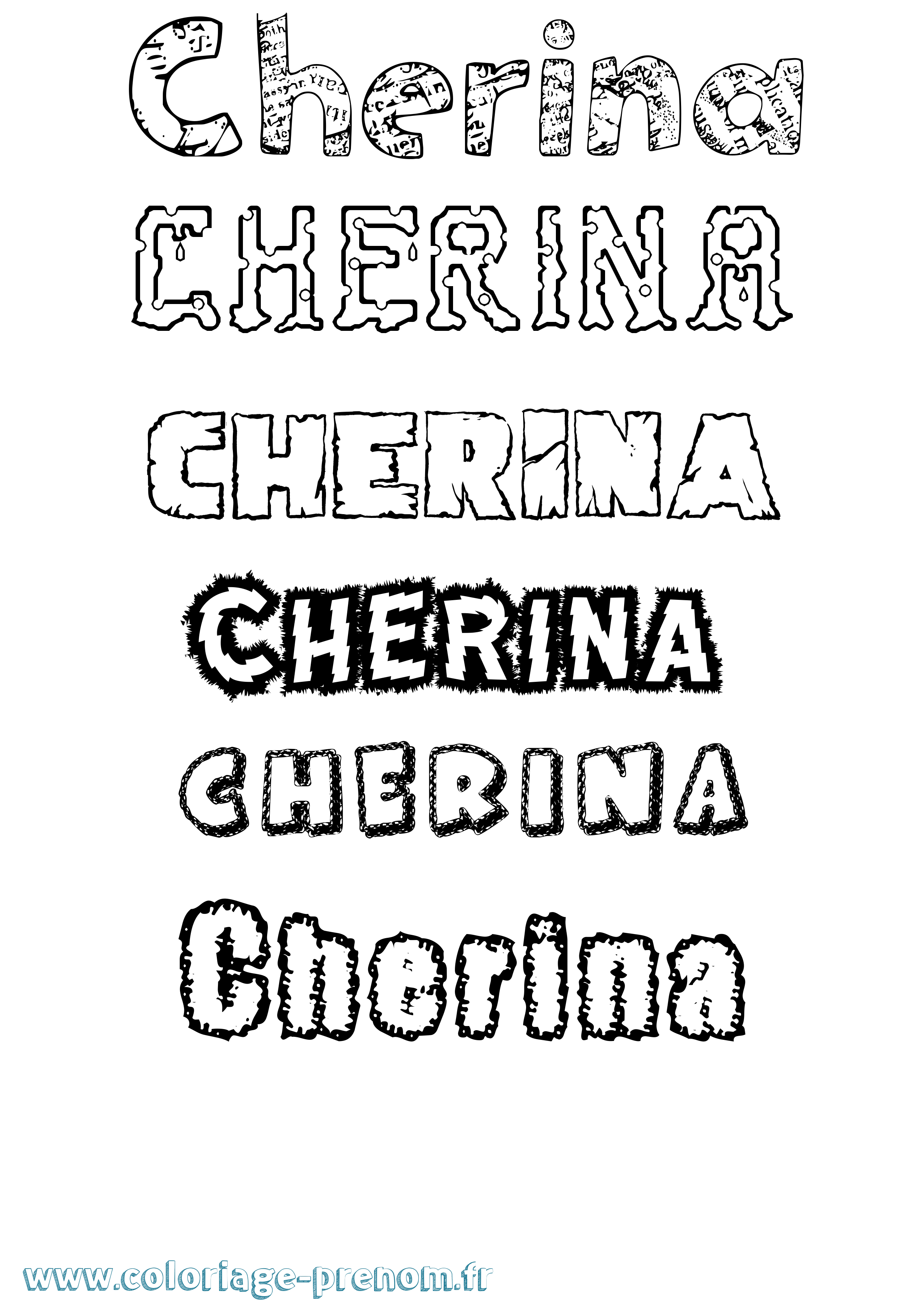 Coloriage Cherina Destructuré Coloriage prénom Cherina Destructuré