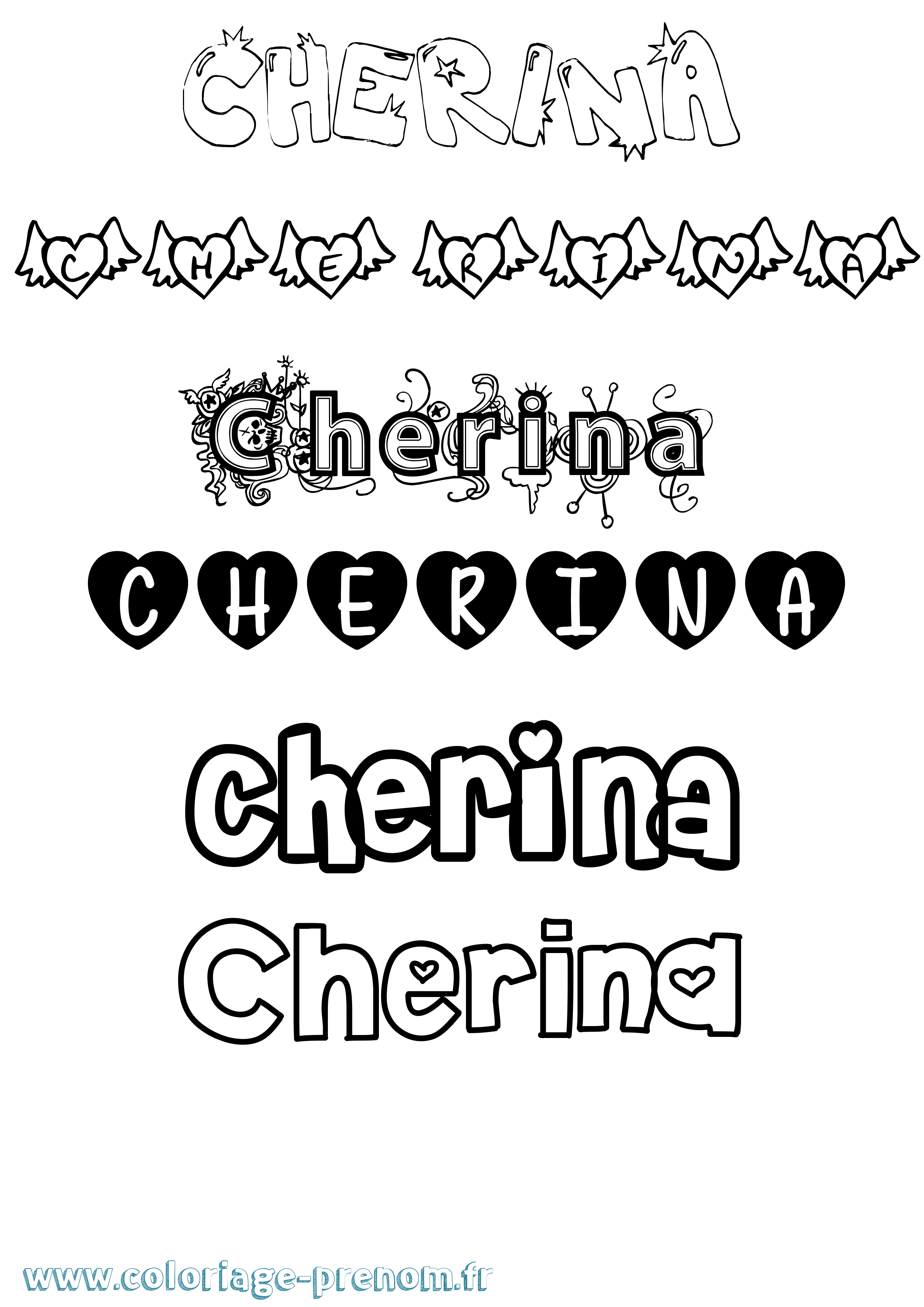 Coloriage Cherina Girly Coloriage prénom Cherina Girly
