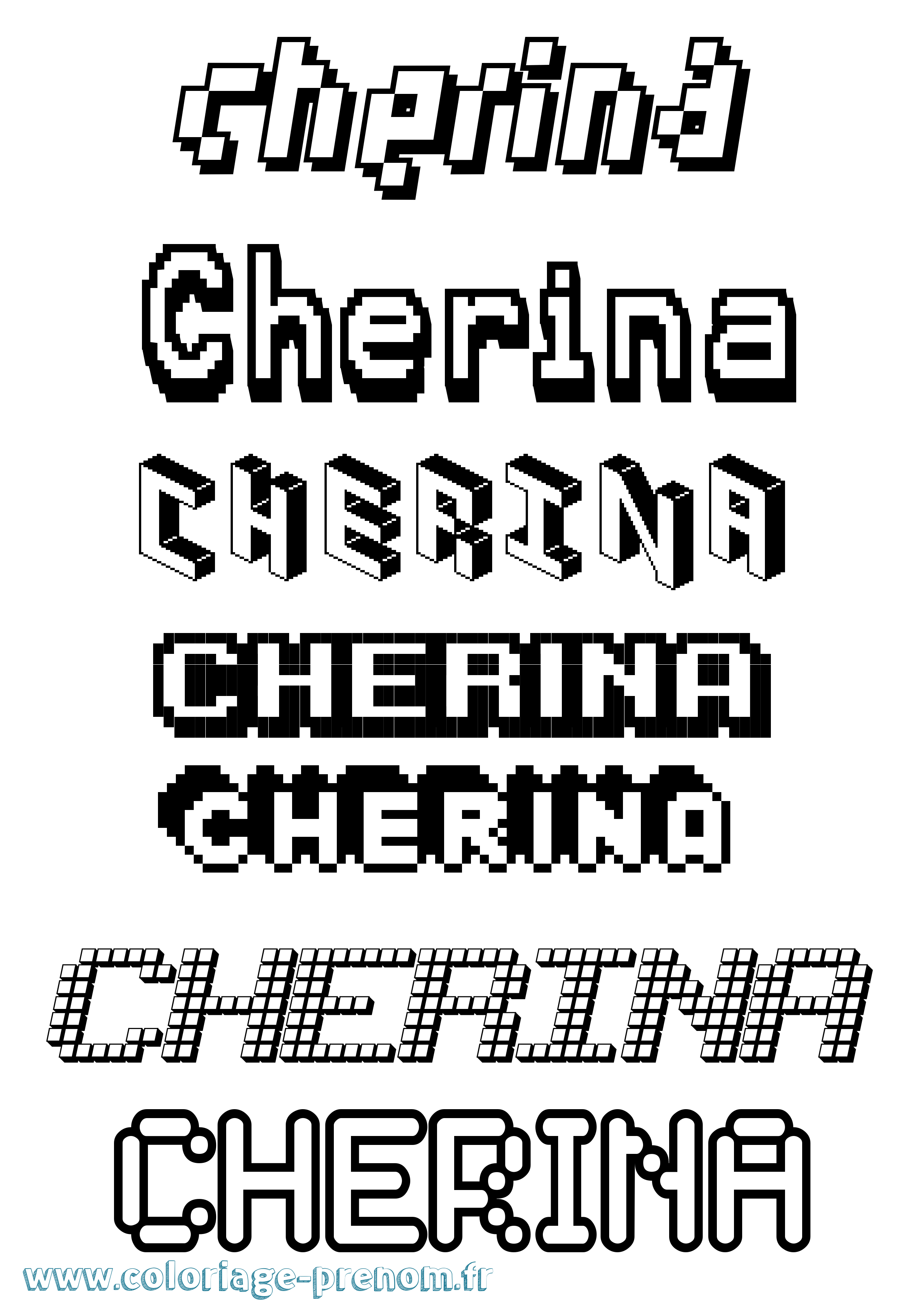 Coloriage Cherina Pixel Coloriage prénom Cherina Pixel
