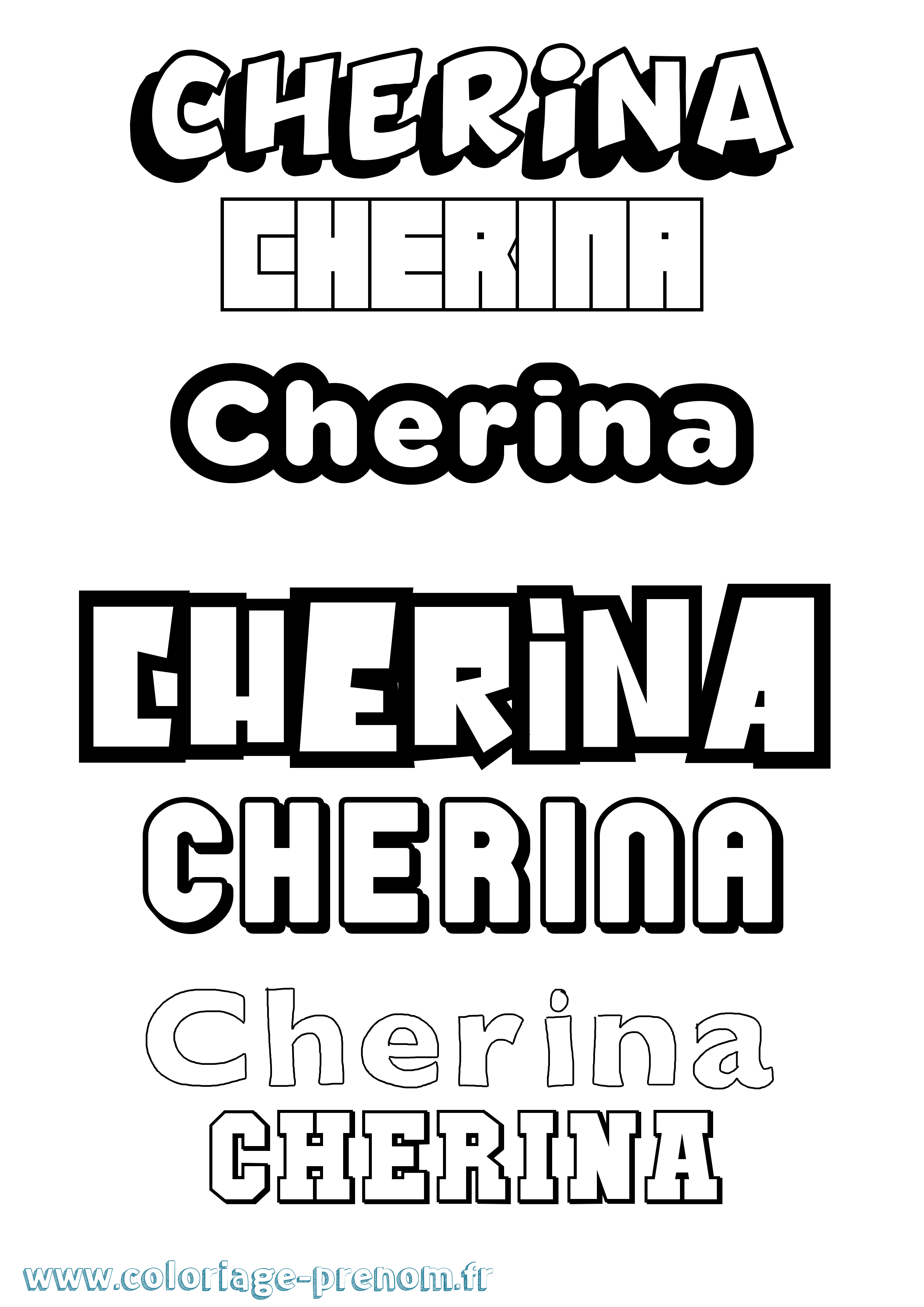 Coloriage Cherina Simple Coloriage prénom Cherina Simple