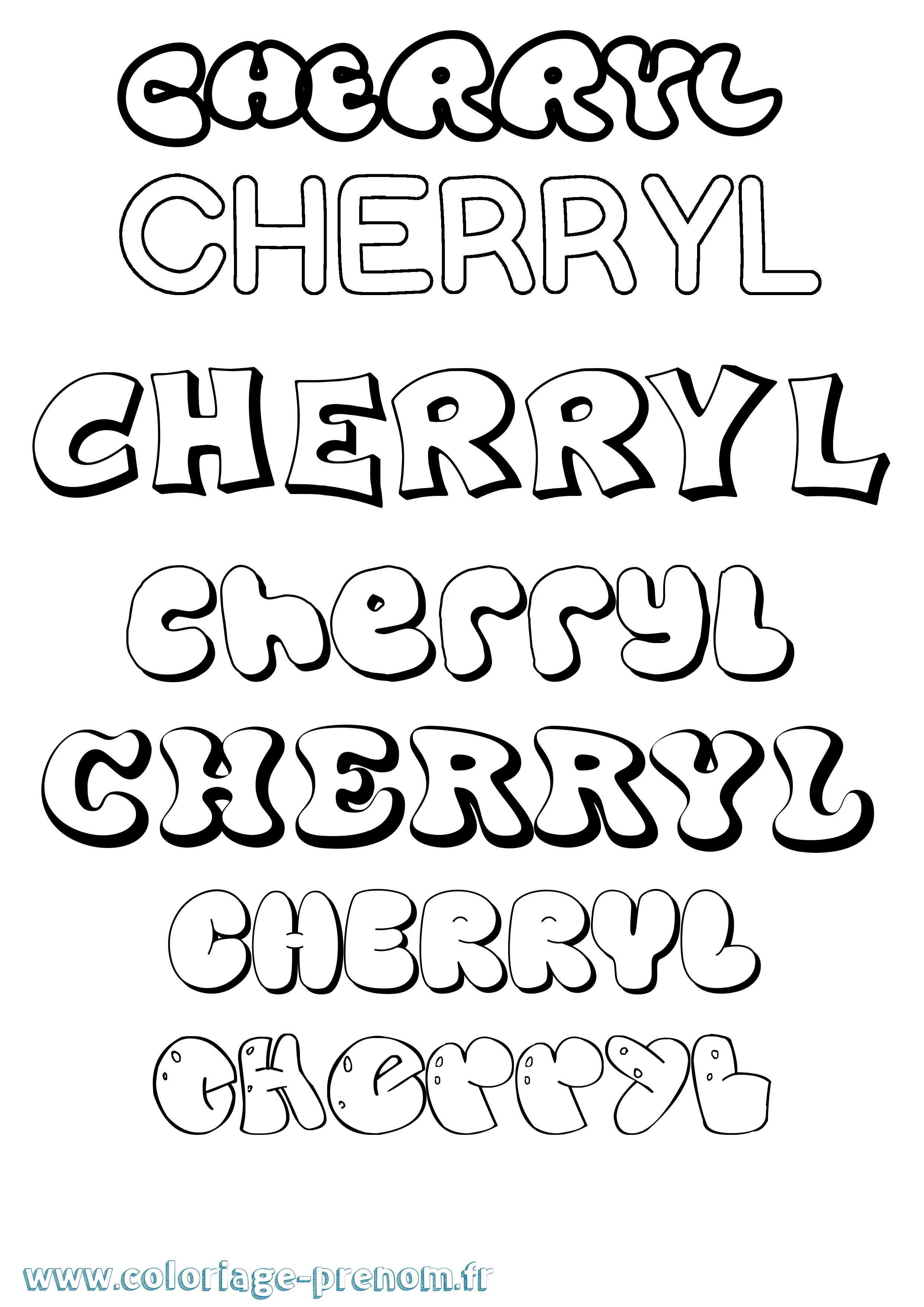 Coloriage Cherryl Bubble Coloriage prénom Cherryl Bubble