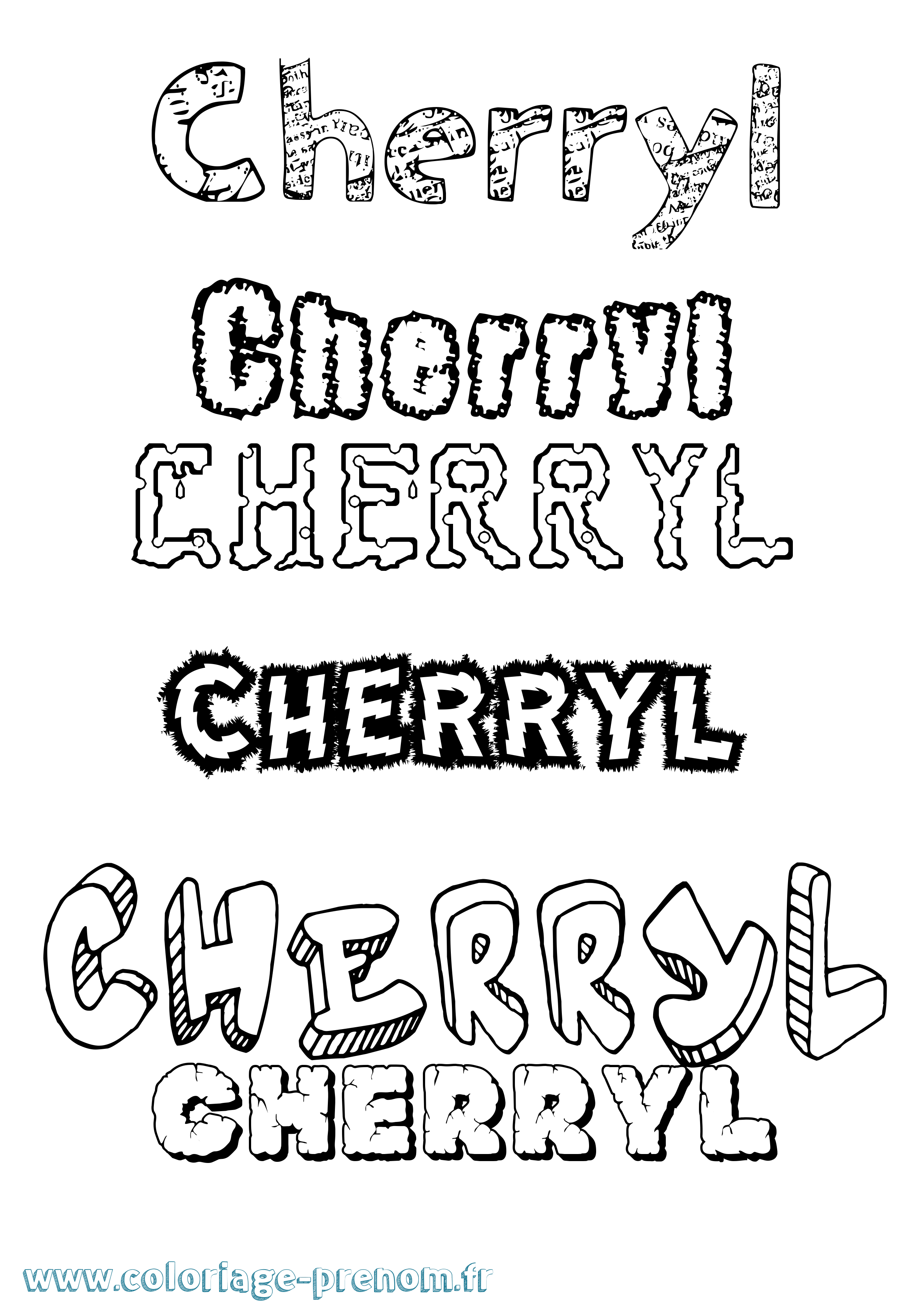 Coloriage Cherryl Destructuré Coloriage prénom Cherryl Destructuré