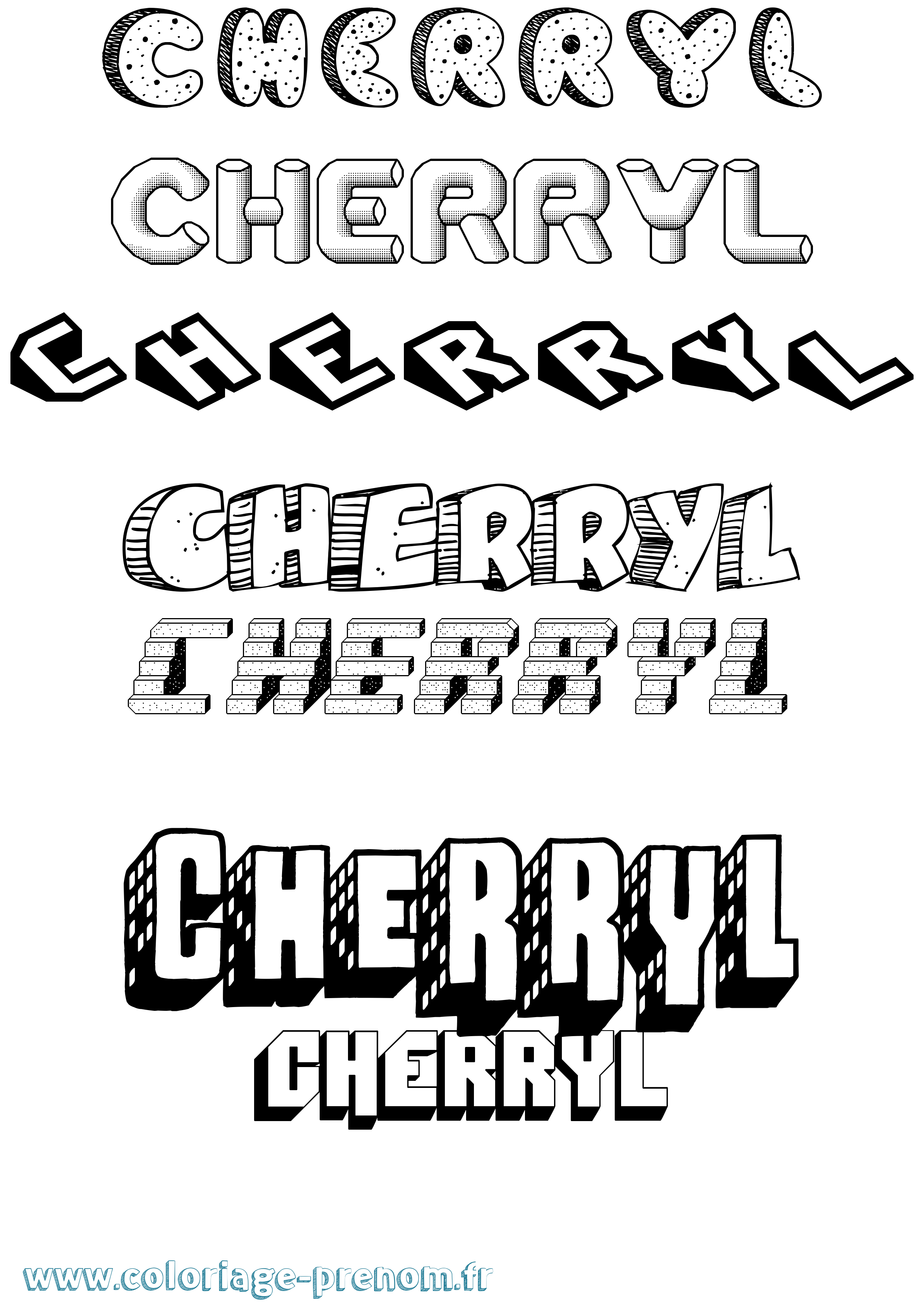 Coloriage Cherryl Effet 3D Coloriage prénom Cherryl Effet 3D