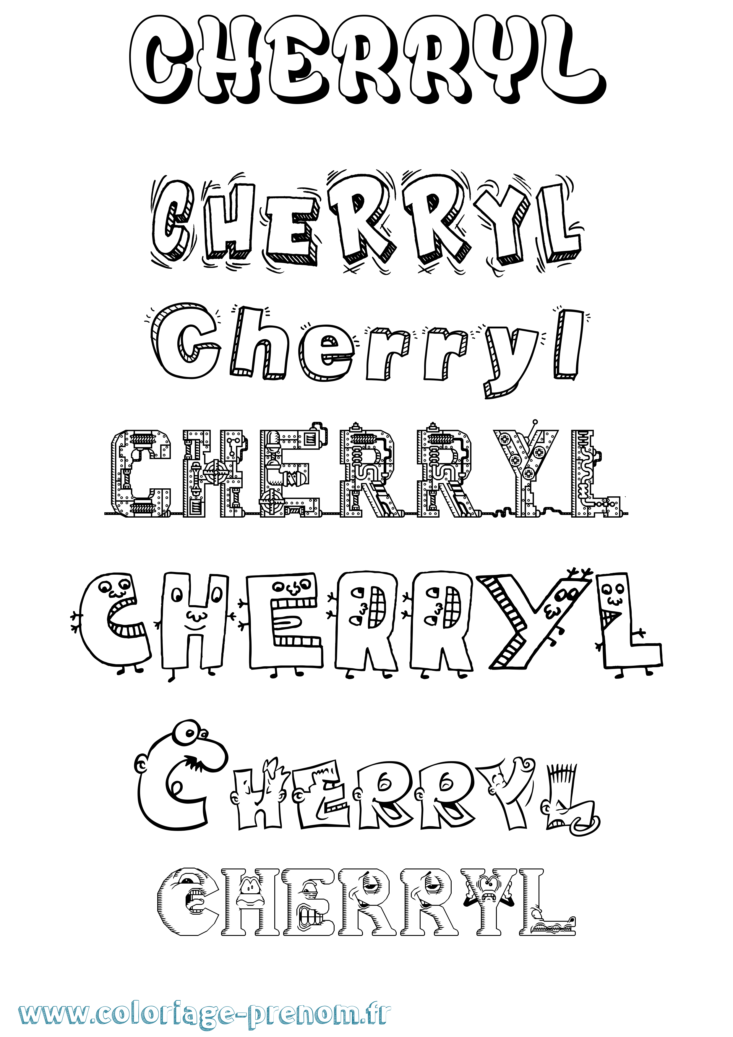 Coloriage Cherryl Fun Coloriage prénom Cherryl Fun