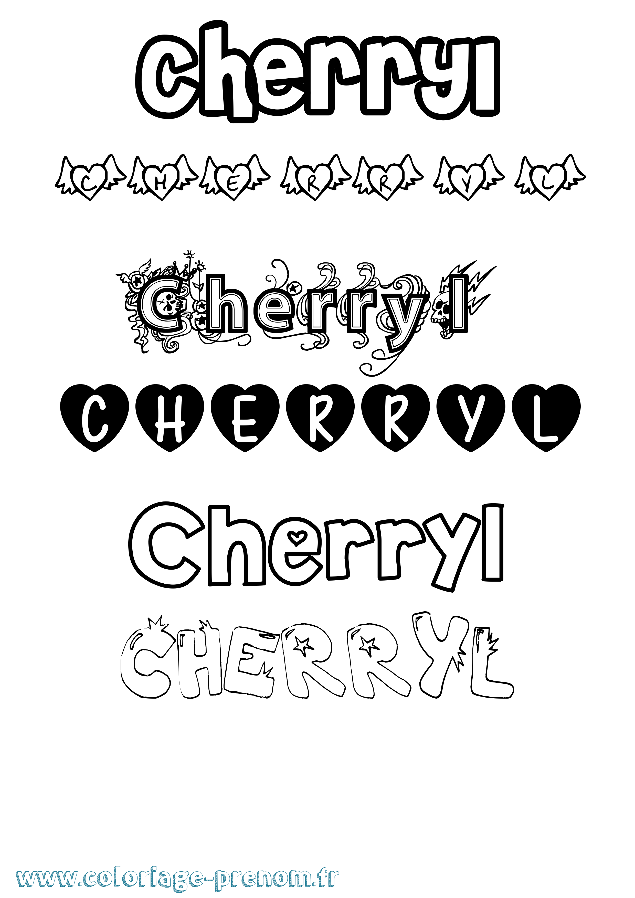 Coloriage Cherryl Girly Coloriage prénom Cherryl Girly