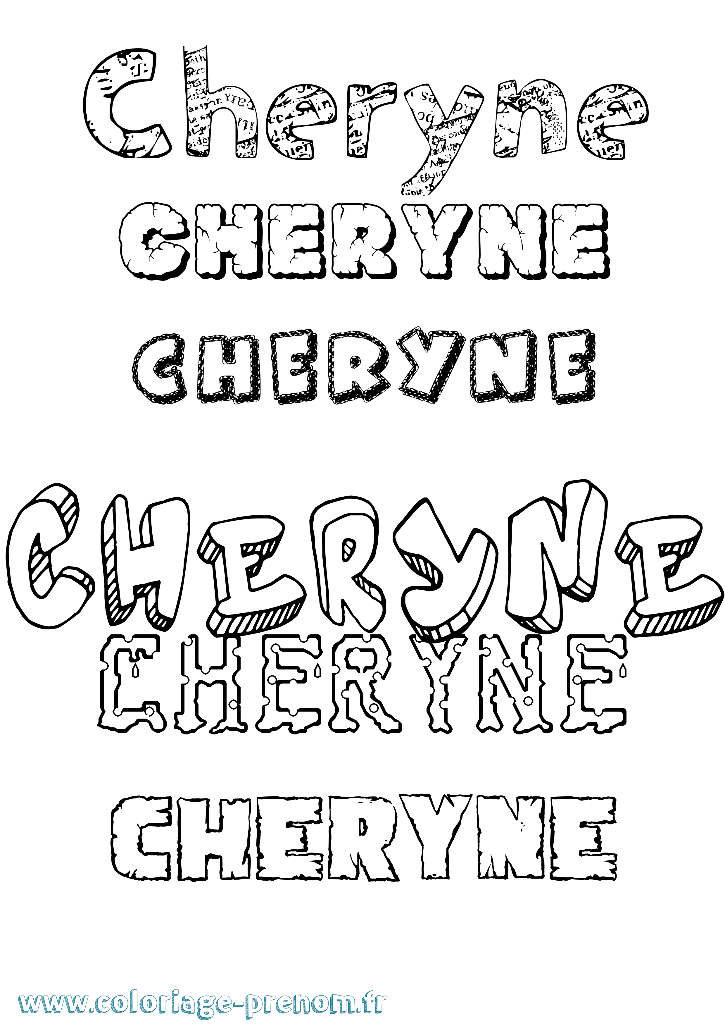 Coloriage Cheryne Destructuré Coloriage prénom Cheryne Destructuré