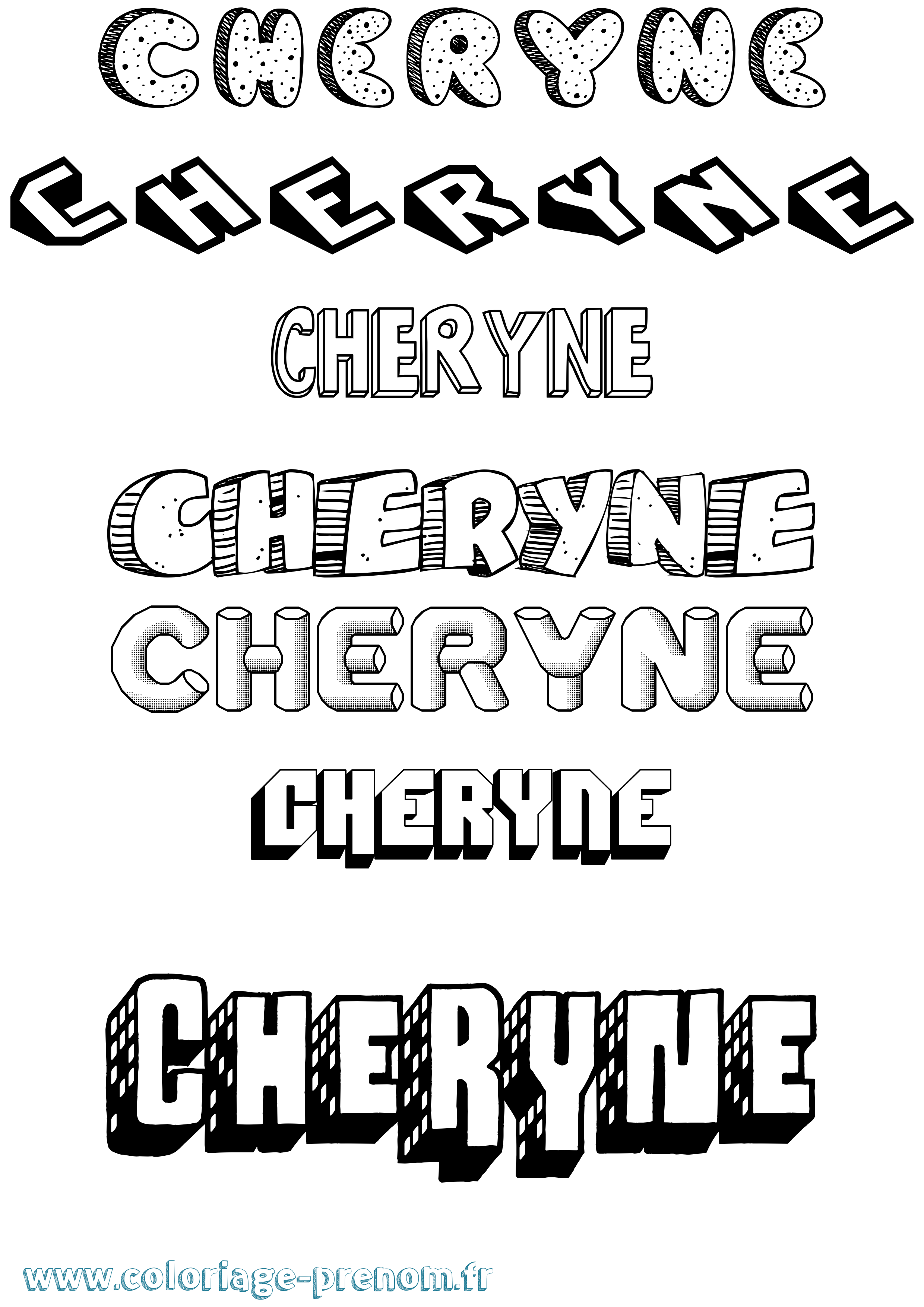 Coloriage Cheryne Effet 3D Coloriage prénom Cheryne Effet 3D