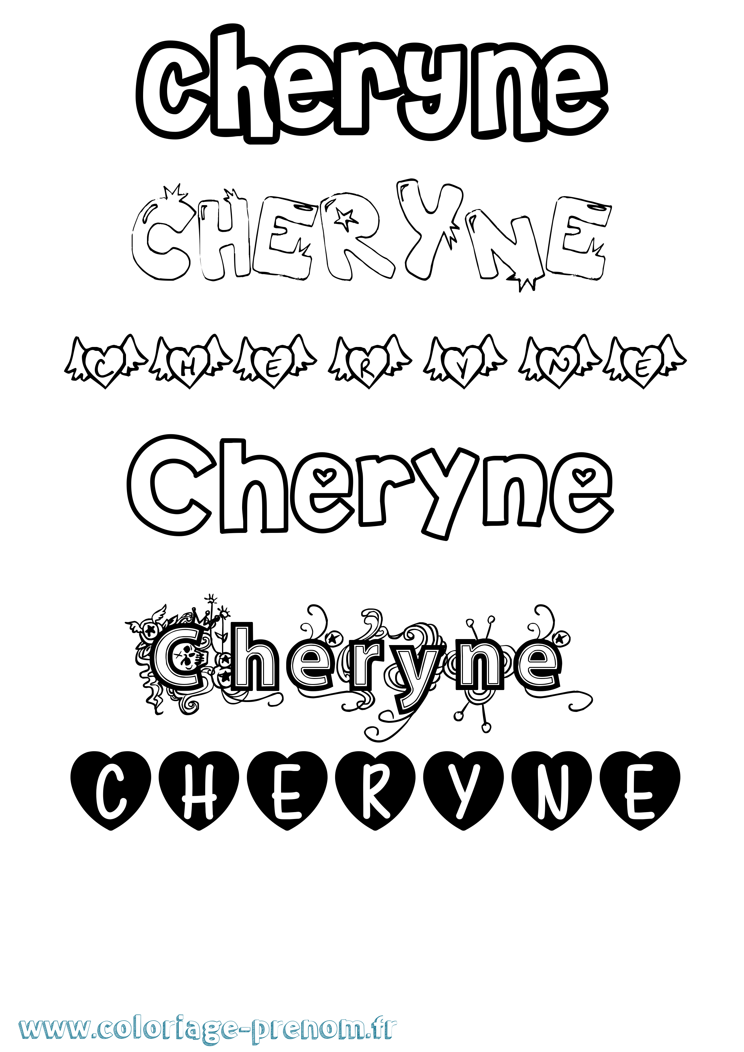Coloriage Cheryne Girly Coloriage prénom Cheryne Girly